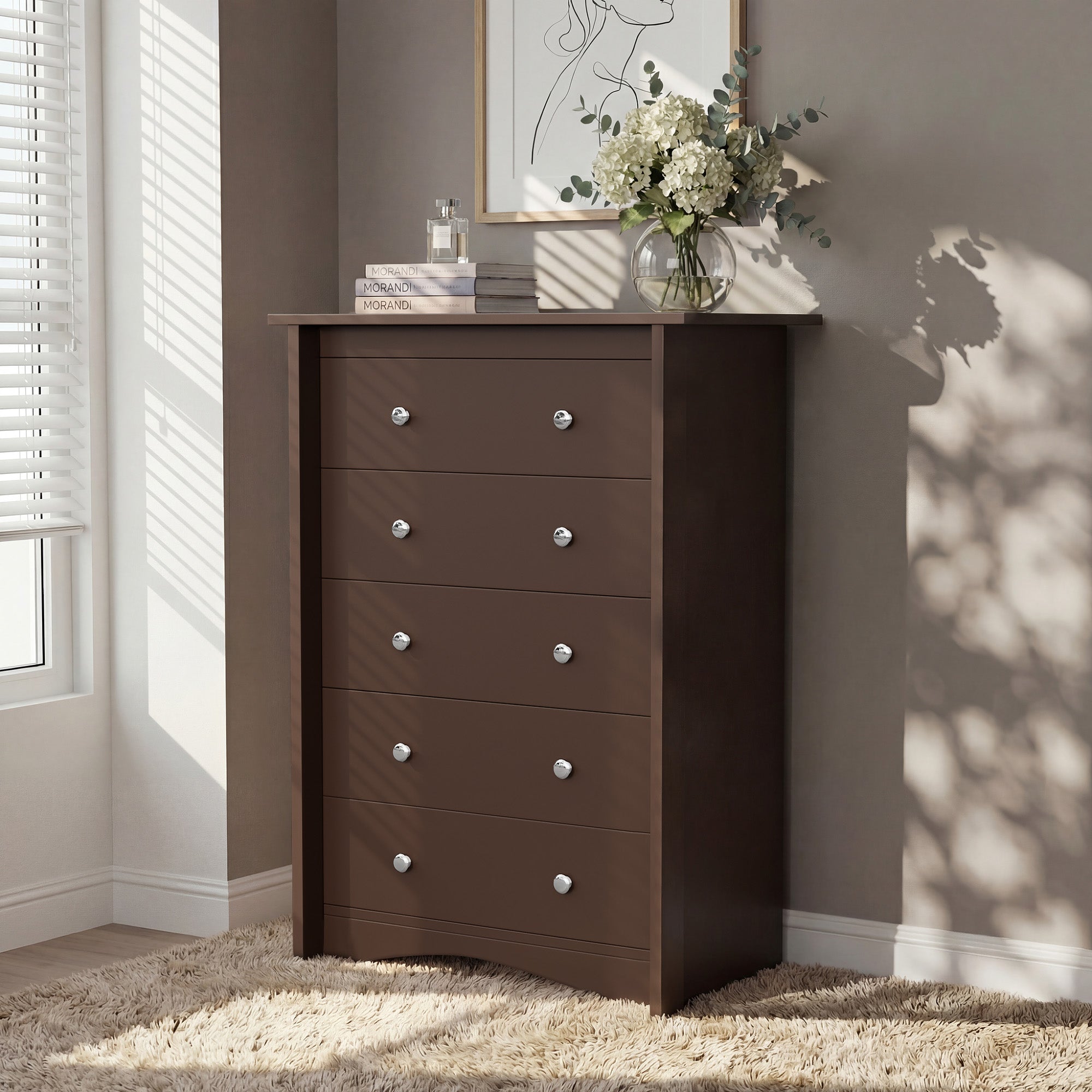 homall-bedroom-kommode-6-schubladen-schwarz-holz-132-cm image 3