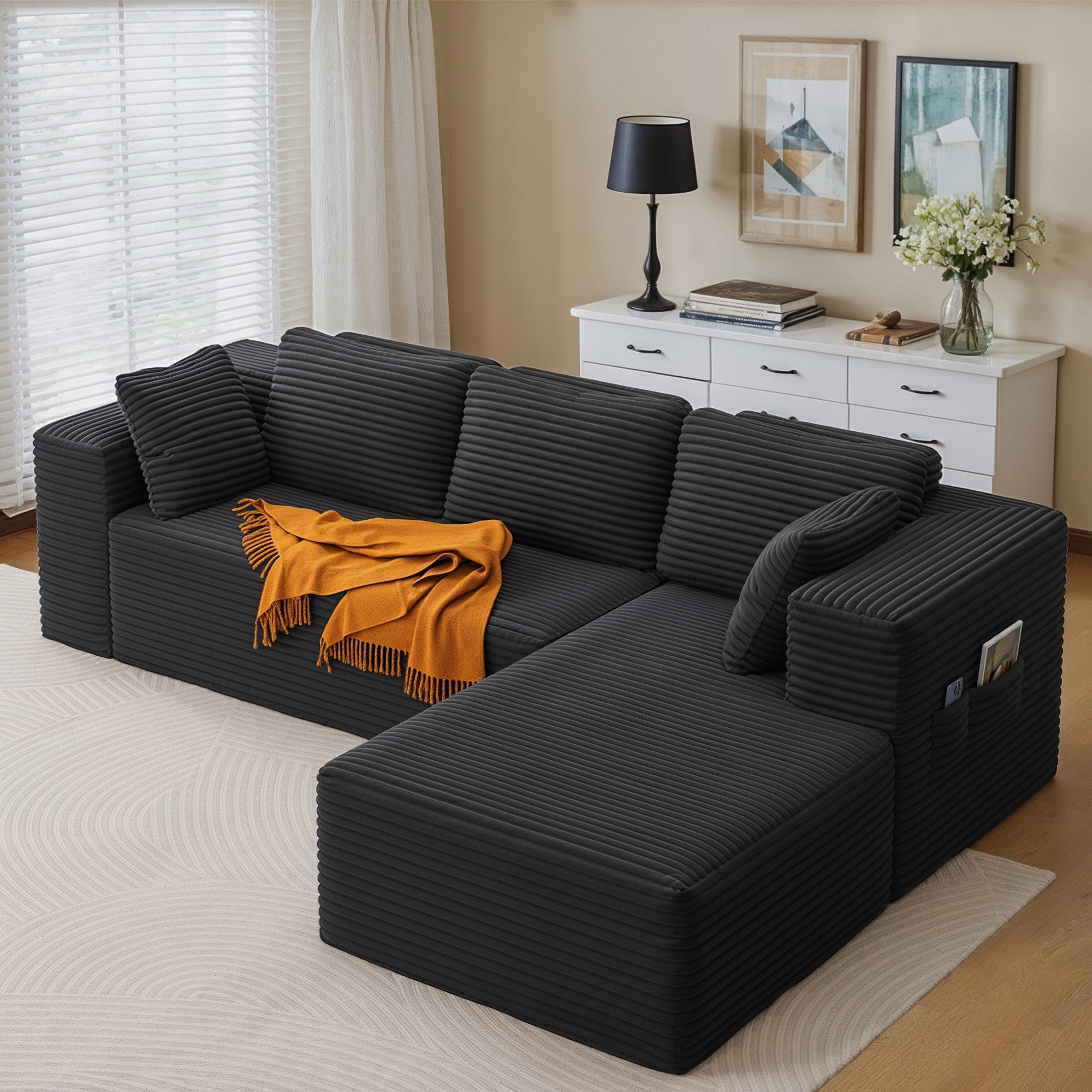 bealife-ar43-ecksofa-cord-250cm-wei-recamiere-rechts-4-sitzer image 2