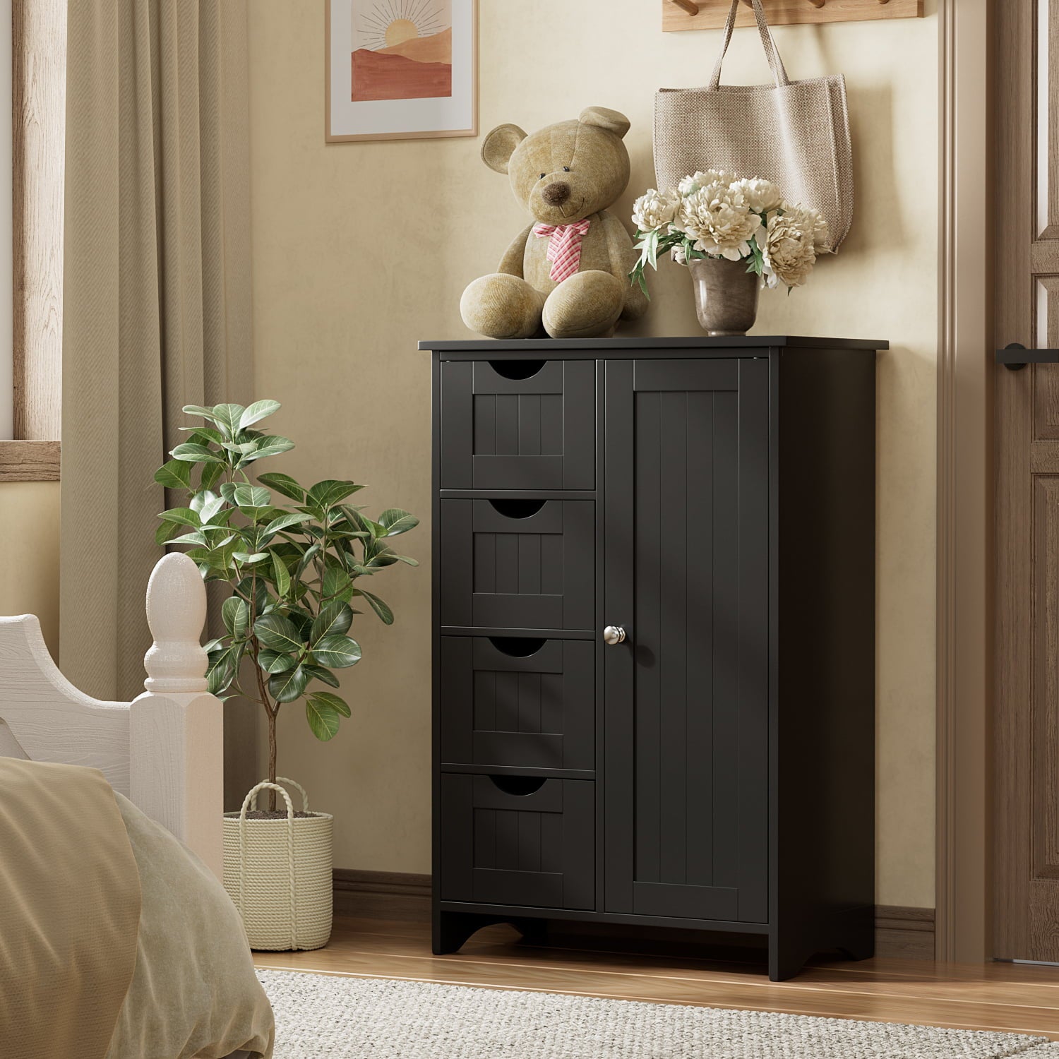 homall-shelf-badezimmerschrank-mit-4-schubladen-badschrank-wei-wasserfest image 2