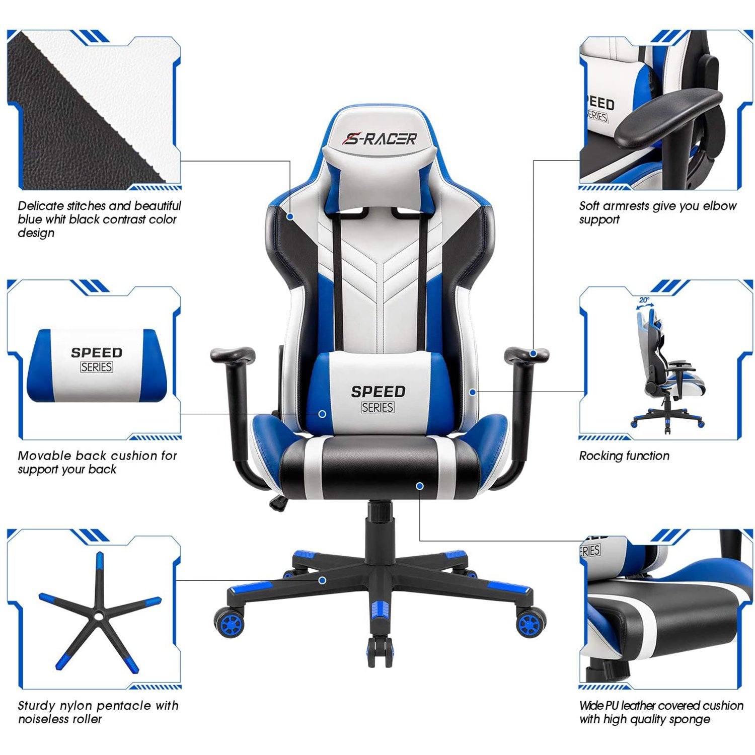 homall-gaming-chair-s-racer-gamer-stuhl-blau-kunstleder image 4