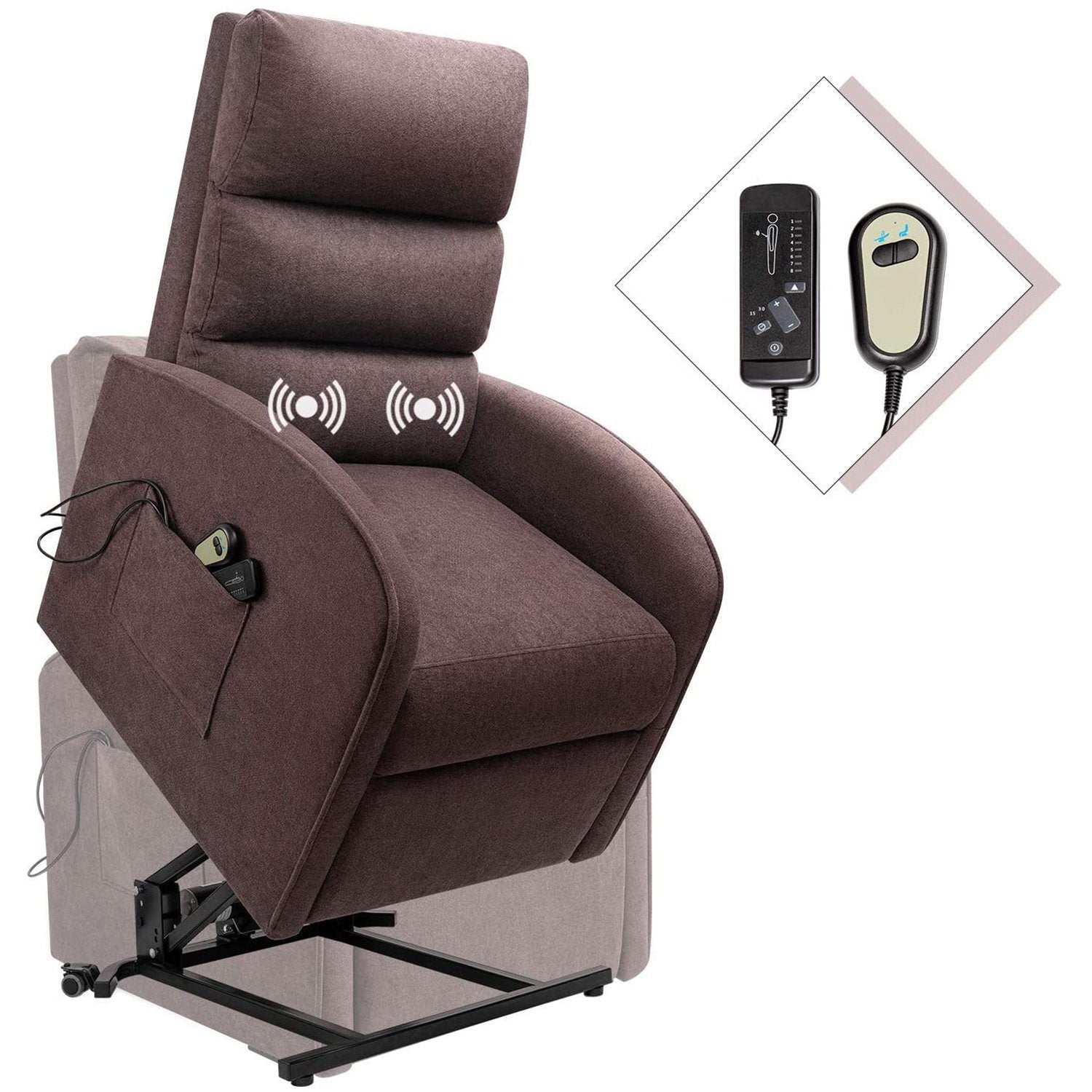 homall-recliner-chair-aufstehsessel-stoff-braun-elektrisch image 3