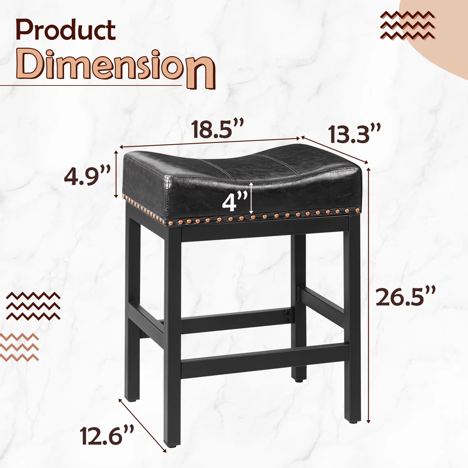 homall-barhocker-sattel-metall-leder-schwarz-67-cm image 7