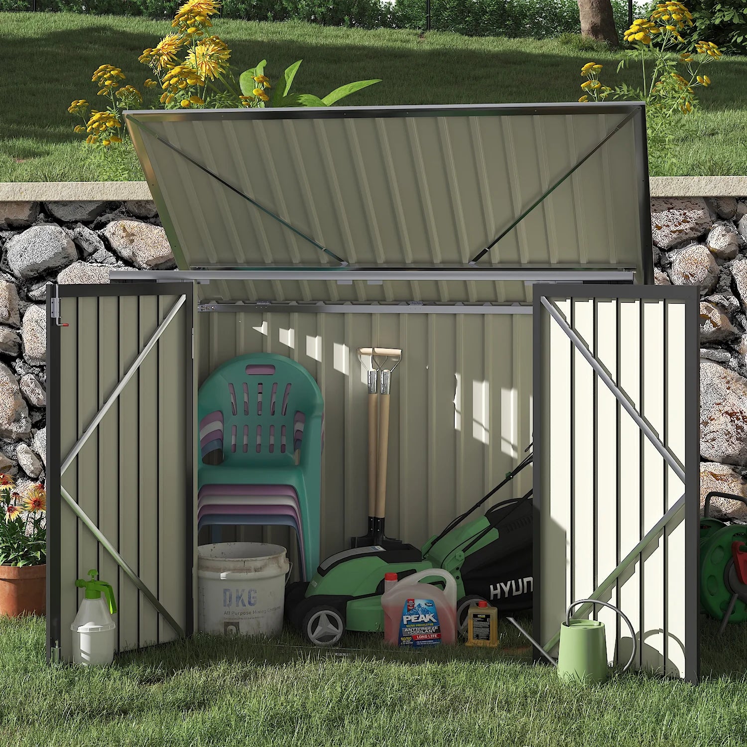 homall-metal-shed-ger-tehaus-metall-6x3-schwarz-abschlie-bar image 5