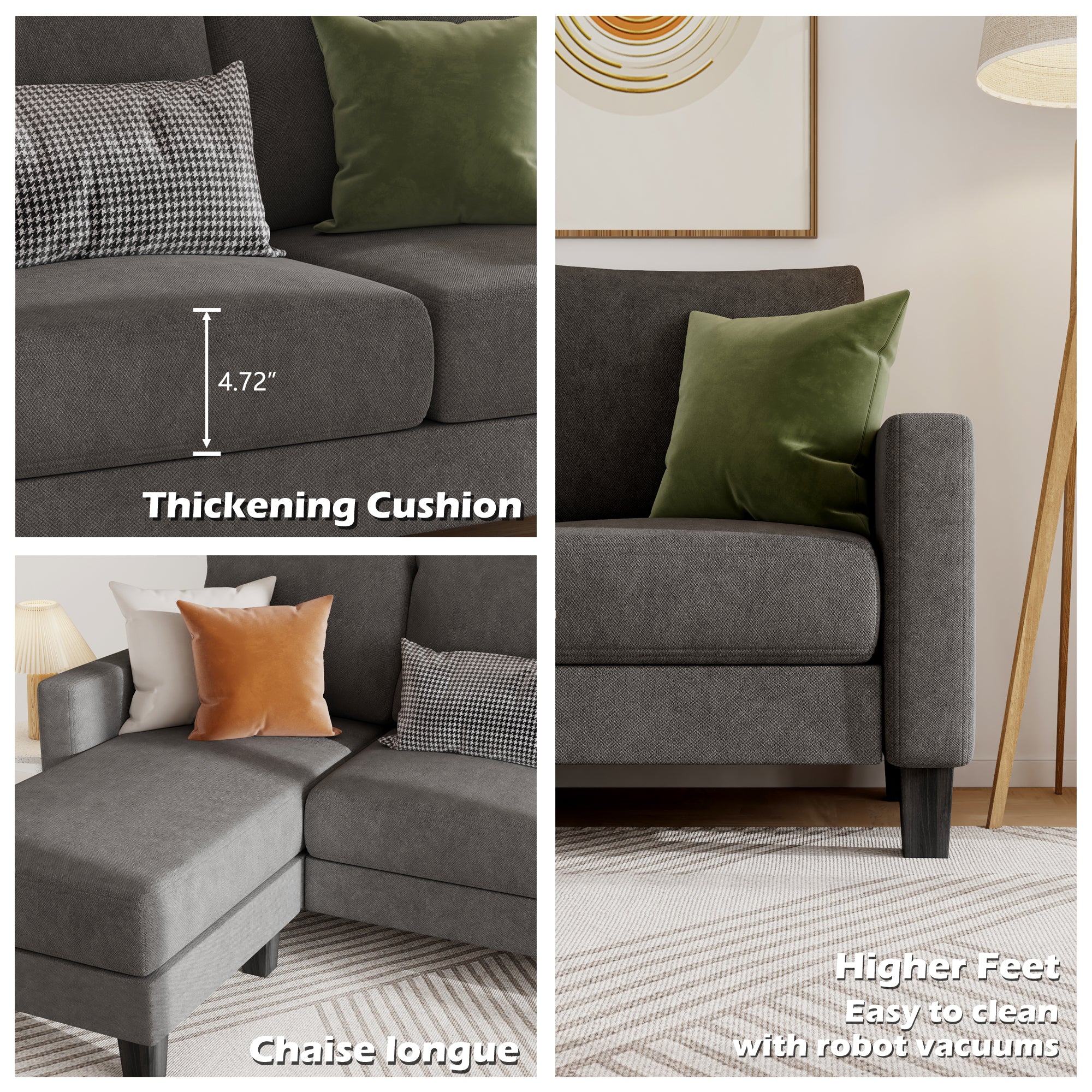 homall-sofa-ecksofa-l-form-leinencouch-grau image 7