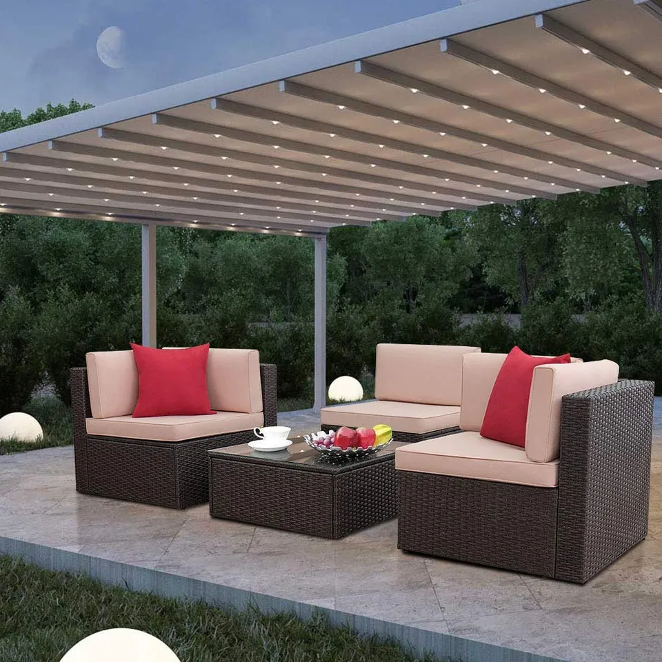 homall-patio-furniture-rattan-set-4-teilig-braun-mit-tisch image 1