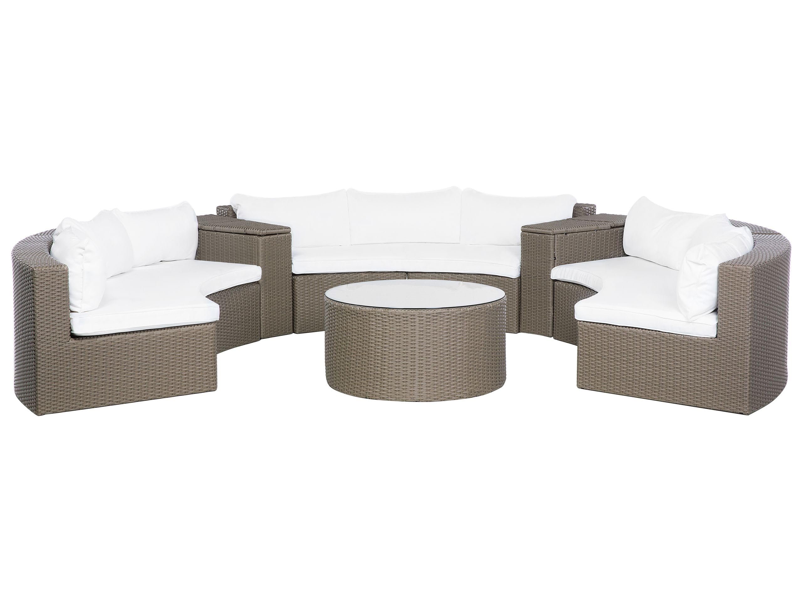 beliani-severo-lounge-set-rattan-braun-rund-9-sitzer-glas image 1