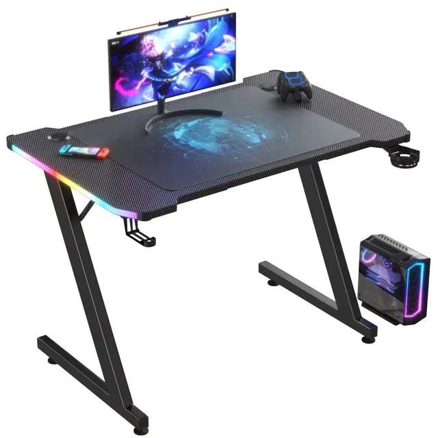 homall-gaming-desk-schreibtisch-119cm-schwarz-rgb-z-form image 1