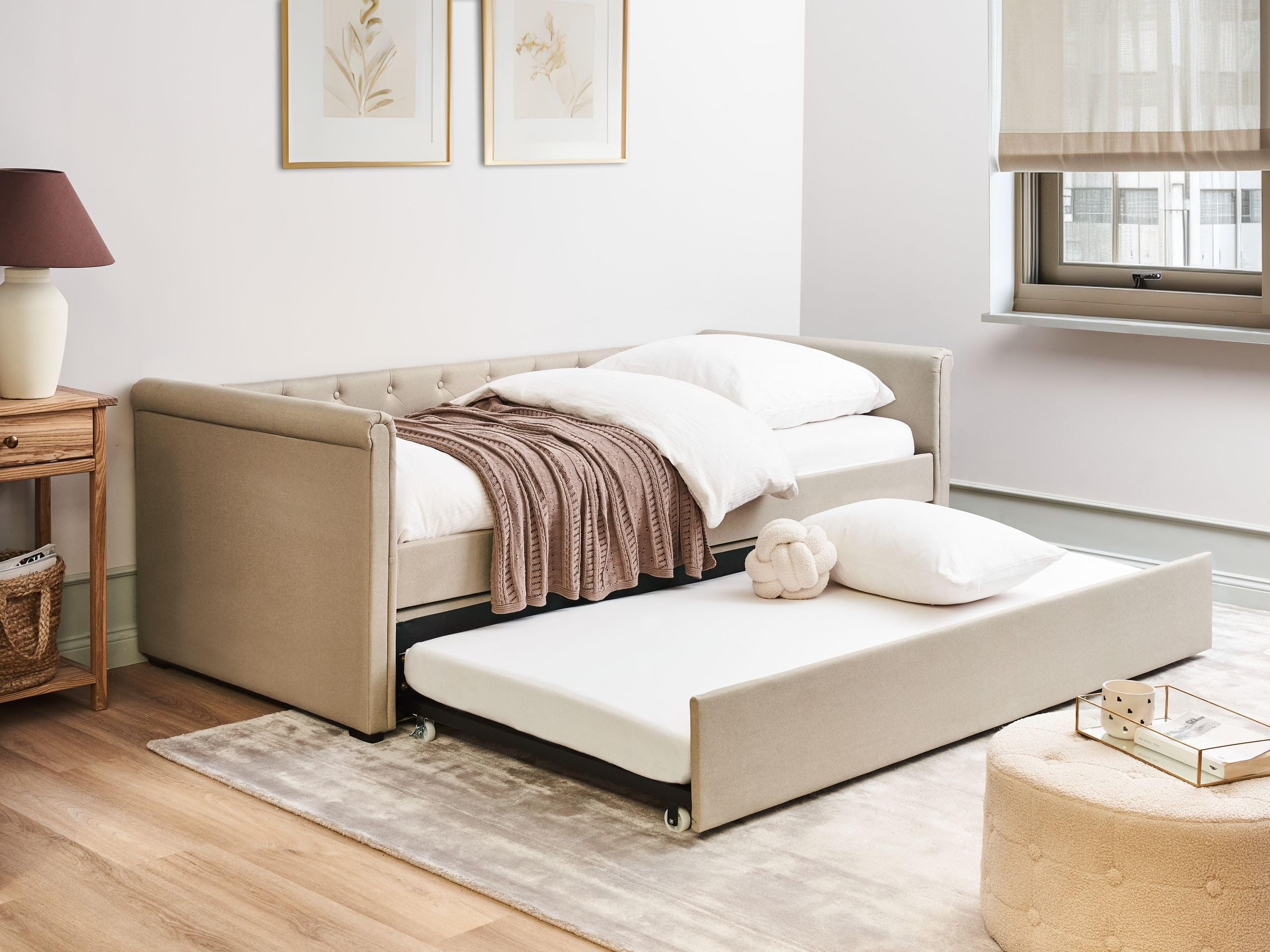 beliani-libourne-tagesbett-ausziehbar-beige-leinenoptik image 2