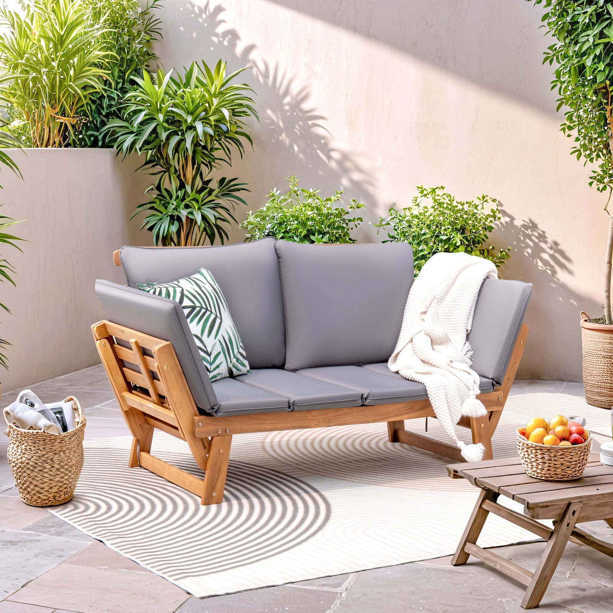 homall-patio-gartensofa-holz-daybed-grau-verstellbar-mit-kissen image 1