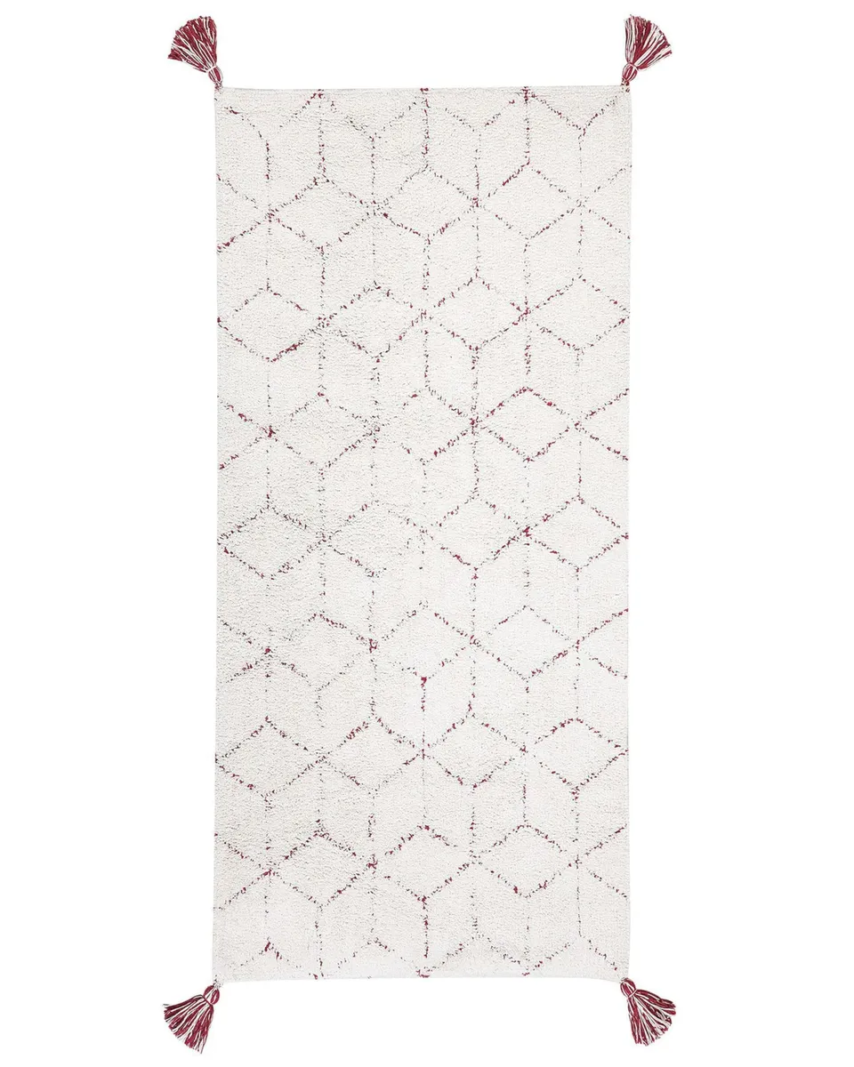 beliani-sakarya-teppich-80x150-cm-wei-fransen-baumwolle image 1