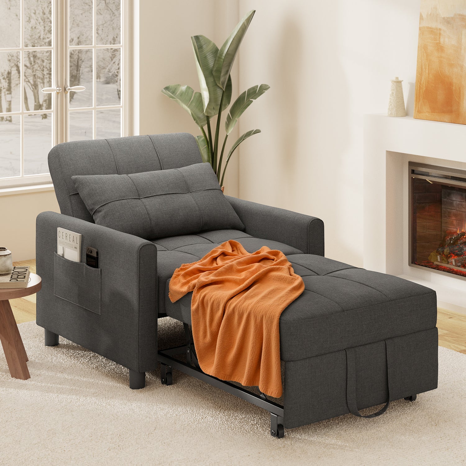 bealife-ar24-schlafsessel-sofabett-3-in-1-grau-mit-kissen image 2