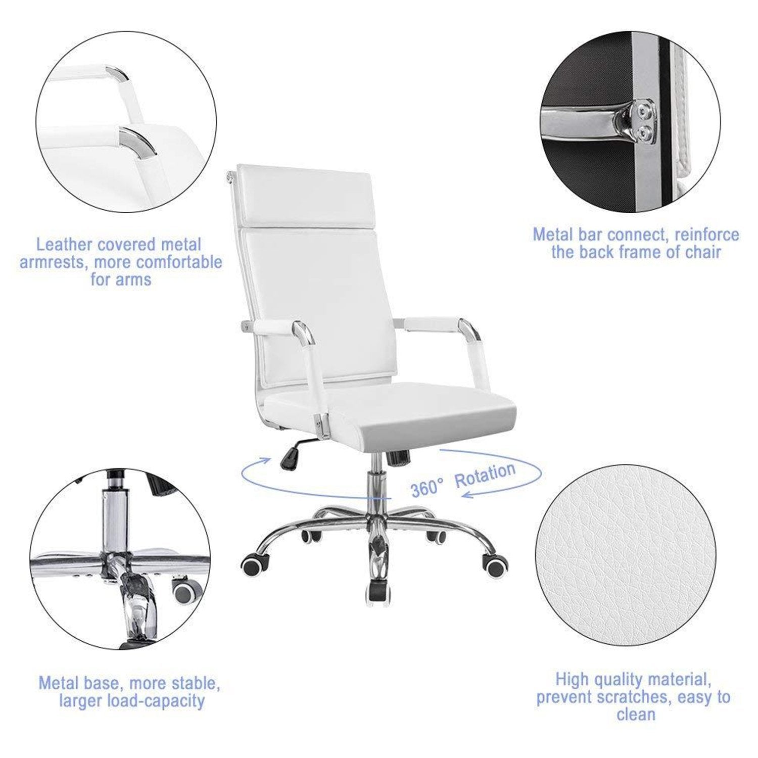 homall-office-leather-chair-b-rostuhl-schwarz-mittelhoch image 6