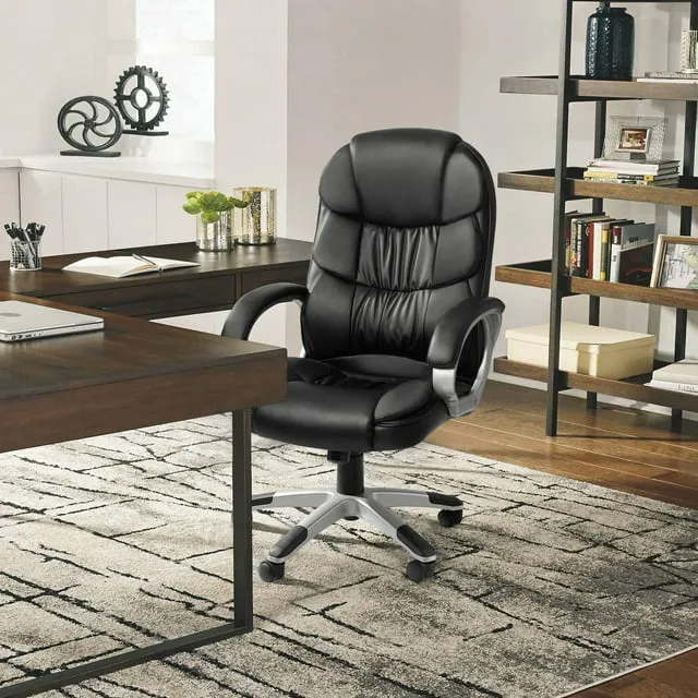 homall-office-leather-chair-chefsessel-schwarz-lordosenst-tze image 1
