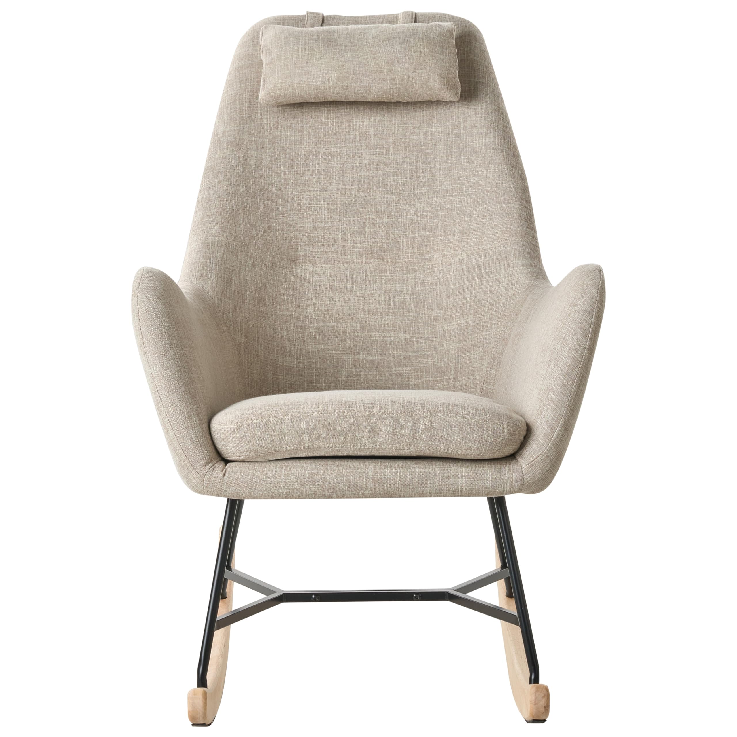 beliani-arrie-schaukelsessel-stoff-hellbeige-mit-kopfst-tze image 4