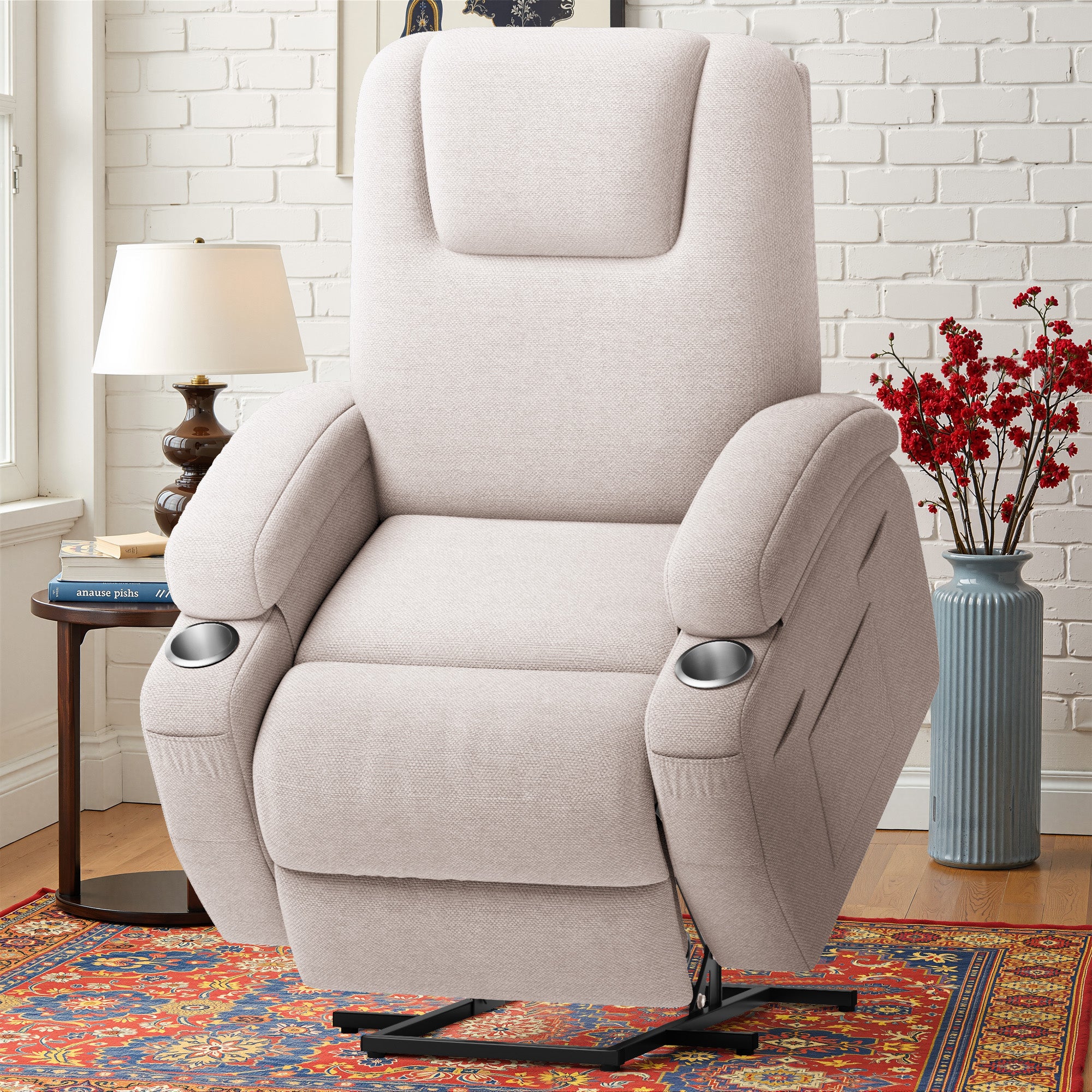 homall-recliner-chair-aufstehsessel-massage-beige-stoff image 8
