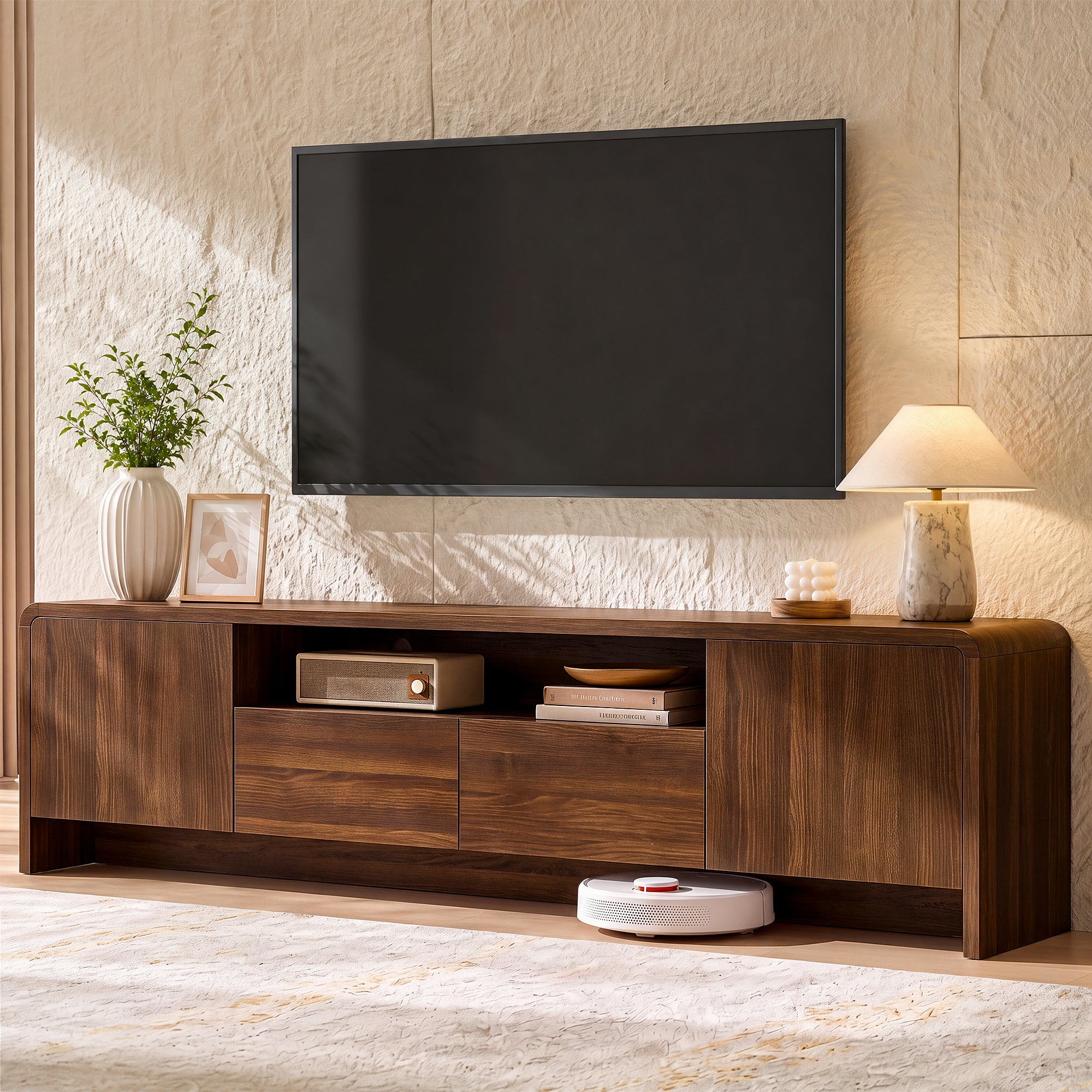 homall-tv-stand-lowboard-eiche-70-zoll-schubladen-schrank image 2