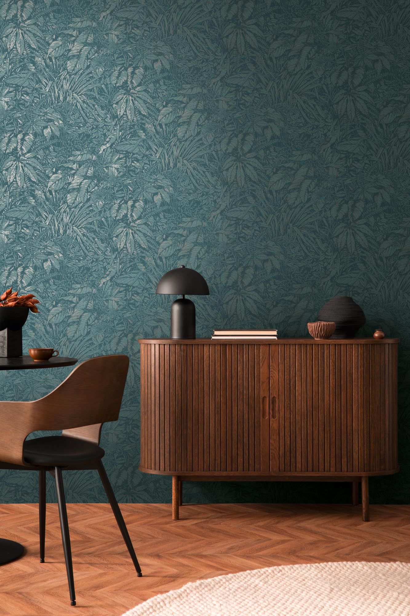 livingwalls-palmenblatt-vliestapete-blau-petrol-silber-10m image 2