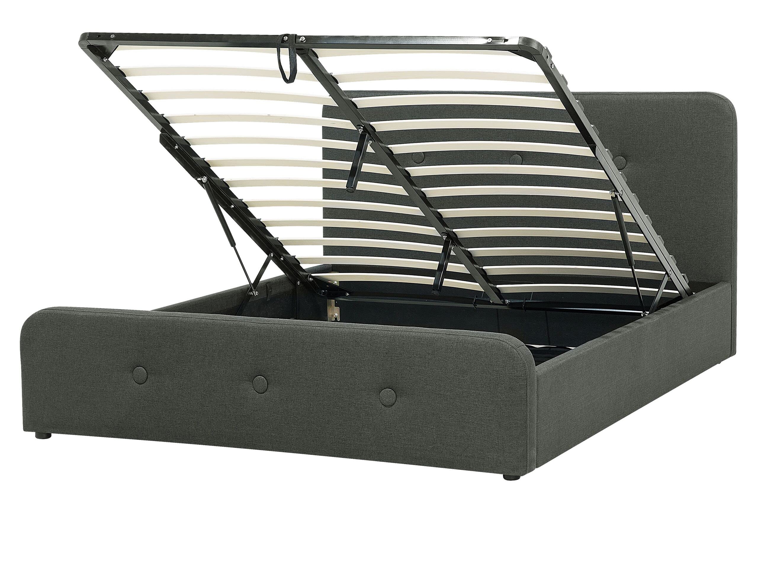 beliani-rentiere-bett-160x200-dunkelgrau-stoff-mit-stauraum image 1