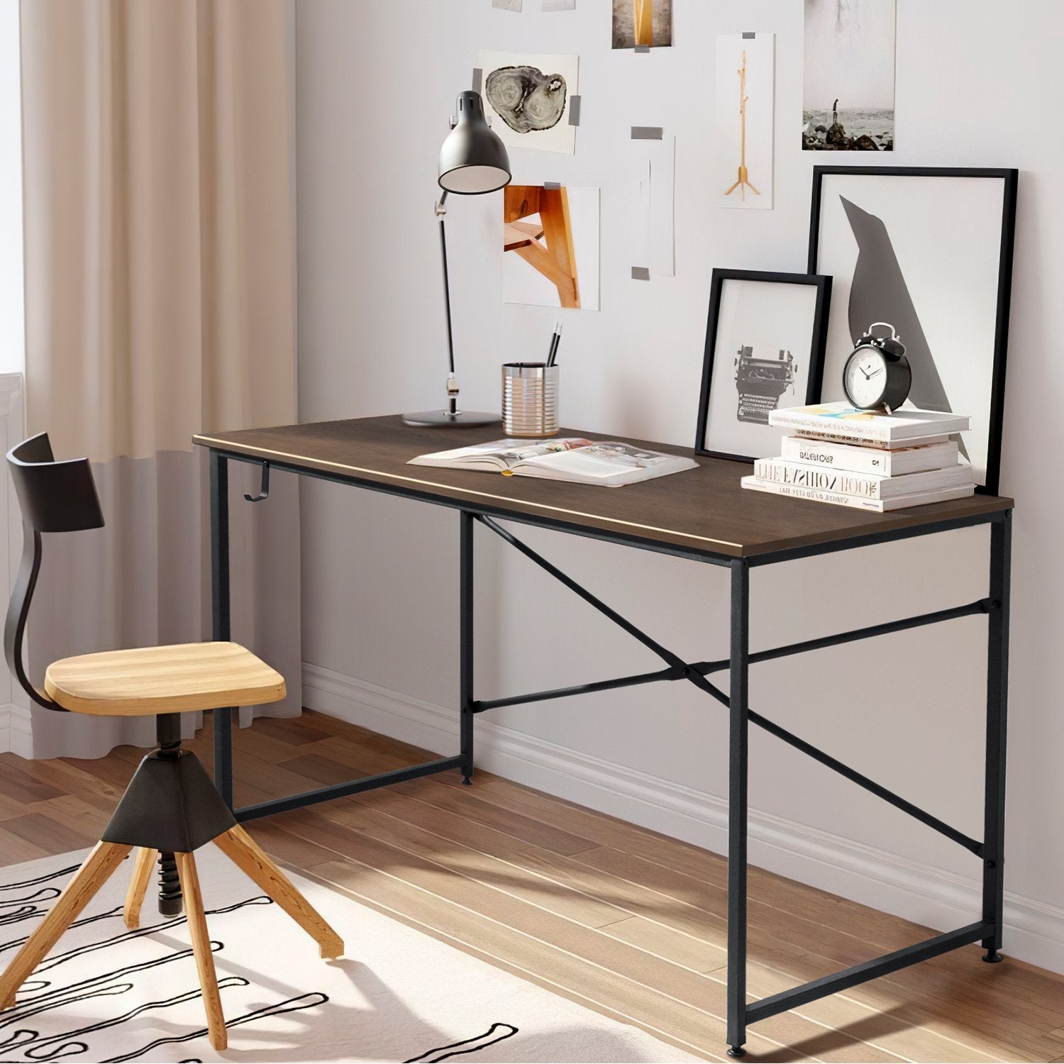 homall-office-desk-schreibtisch-braun-44-zoll-holz-modern image 2