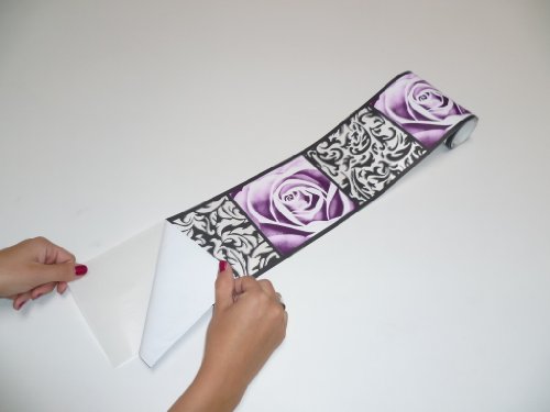 a-s-cr-ation-bord-re-papier-blumen-schwarz-lila-5-x-0-13-m image 7