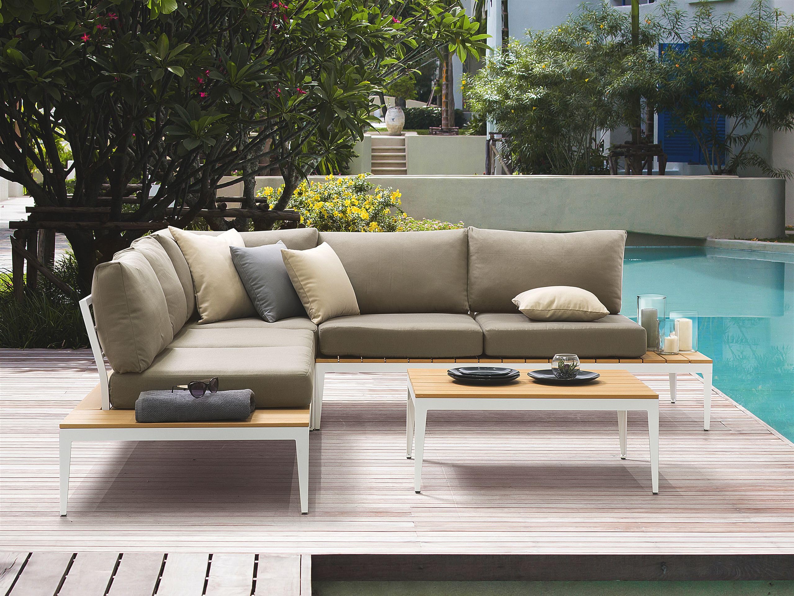 beliani-positano-lounge-set-5-sitzer-ecksofa-wei-grau image 2