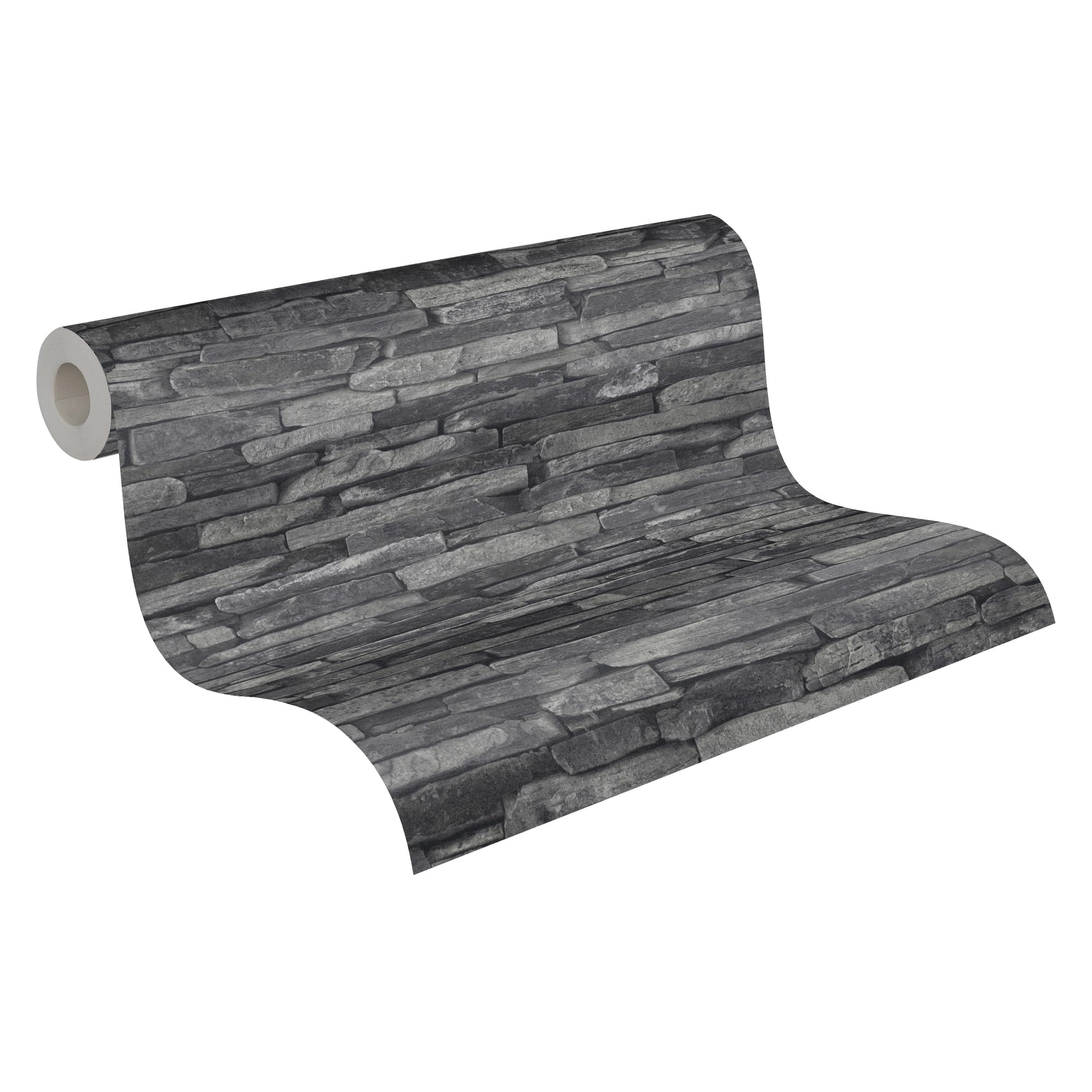 a-s-cr-ation-wood-n-stone-914224-vliestapete-grau-schwarz-steinoptik image 1
