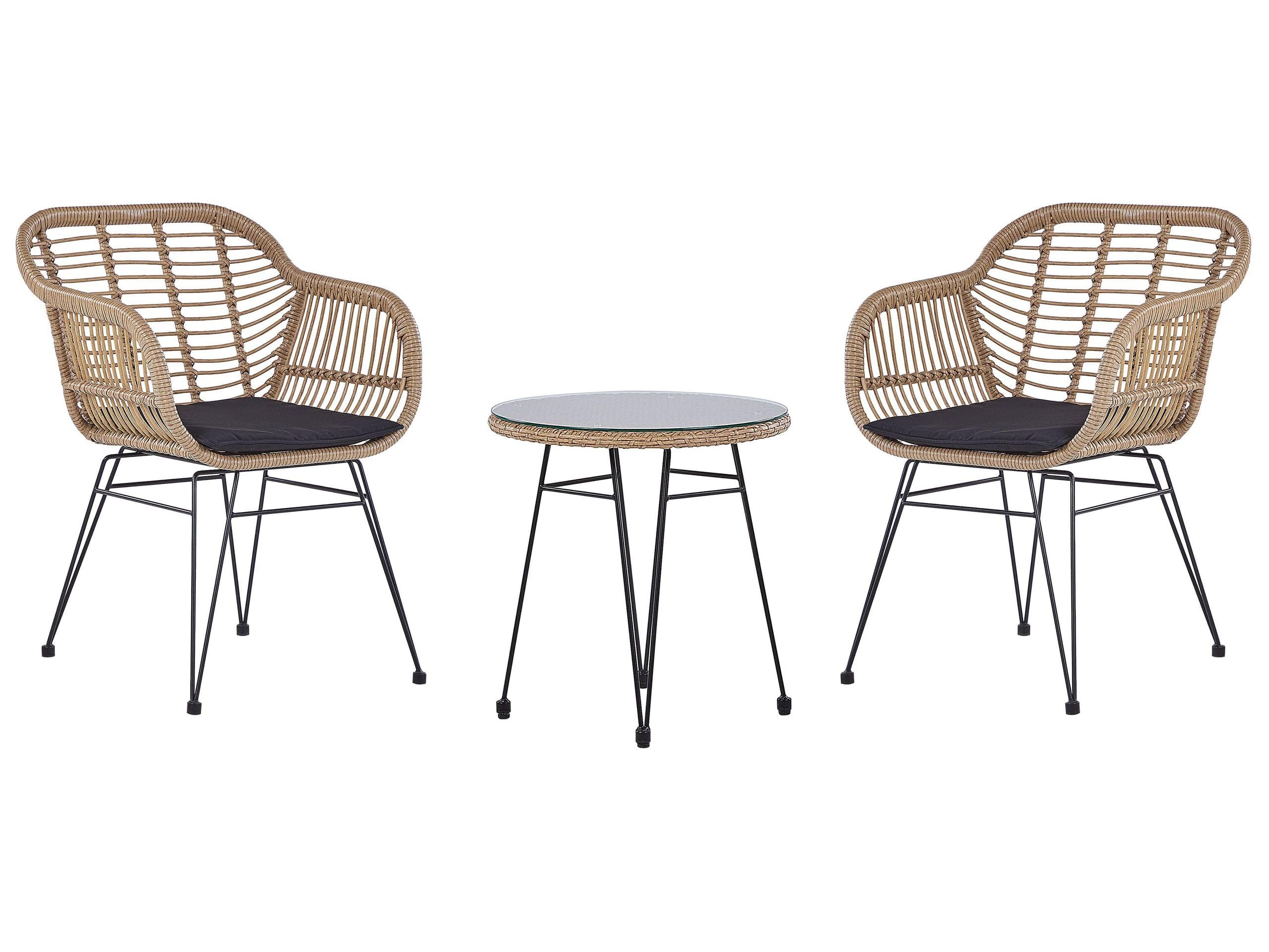 beliani-tropea-ii-balkonset-rattan-schwarz-3-teilig image 1