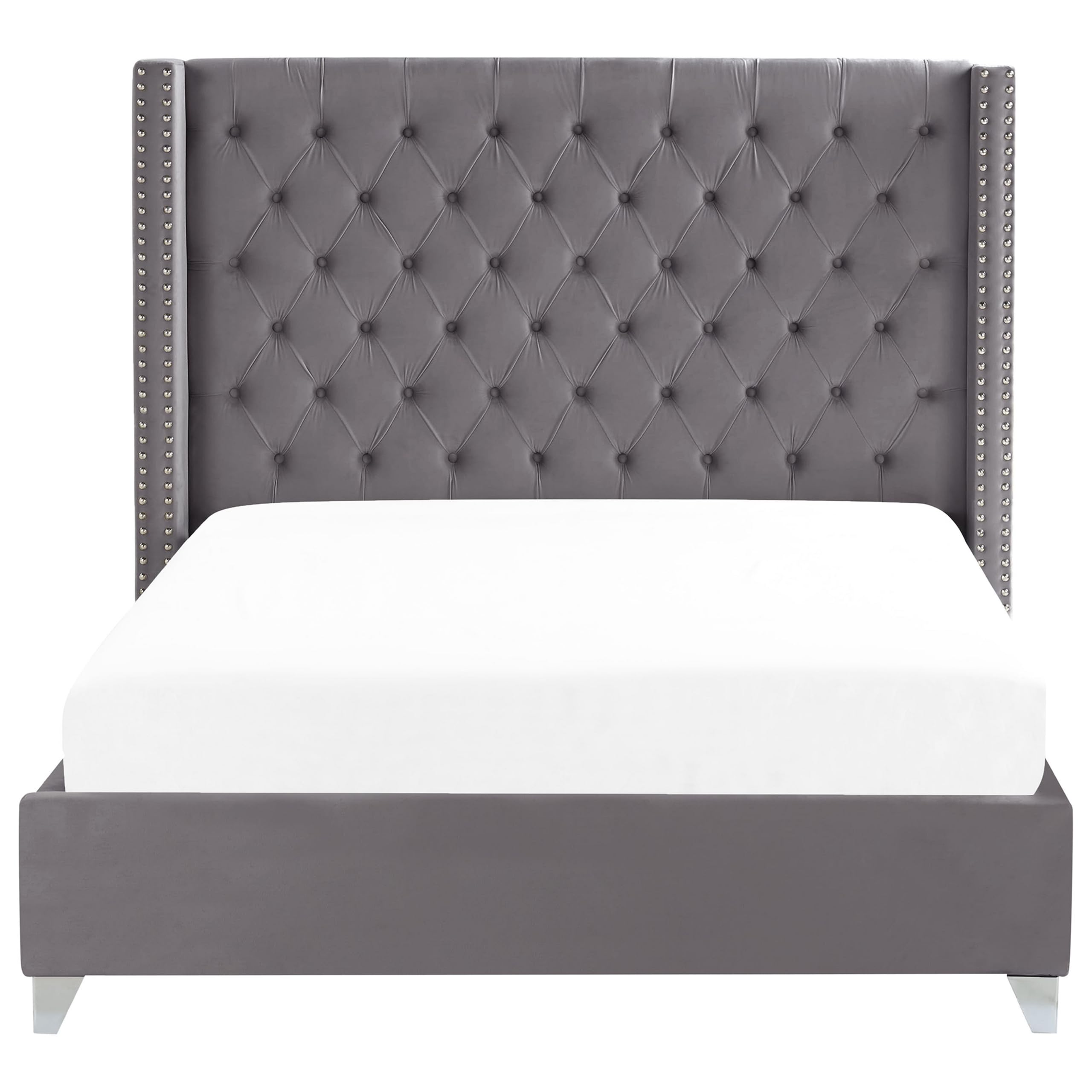beliani-lubbon-bett-samt-grau-160x200-cm-lattenrost image 4