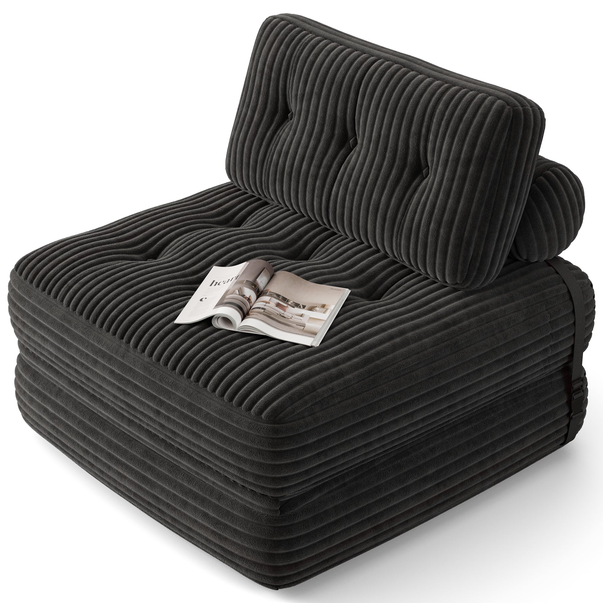 bealife-ar32-sitzsack-faltbar-schwarz-cord-schlafsofa image 1