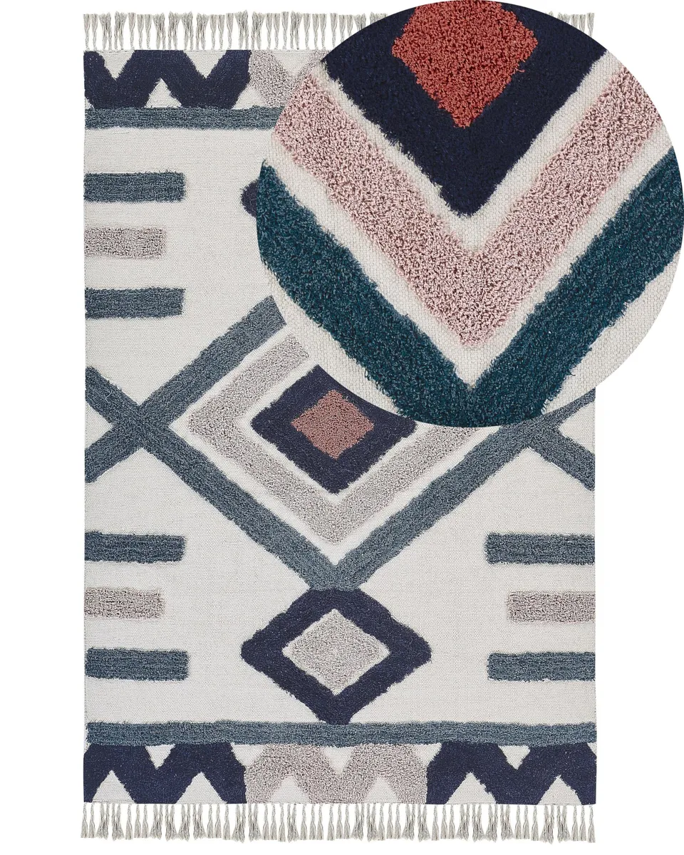 beliani-kozlu-teppich-160x230-baumwolle-fransen-geometrisch image 1
