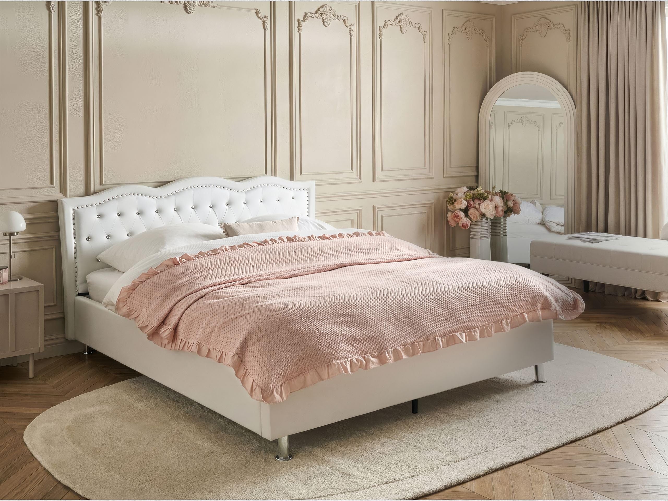 beliani-betten-metz-bett-160x200-wei-kunstleder image 2