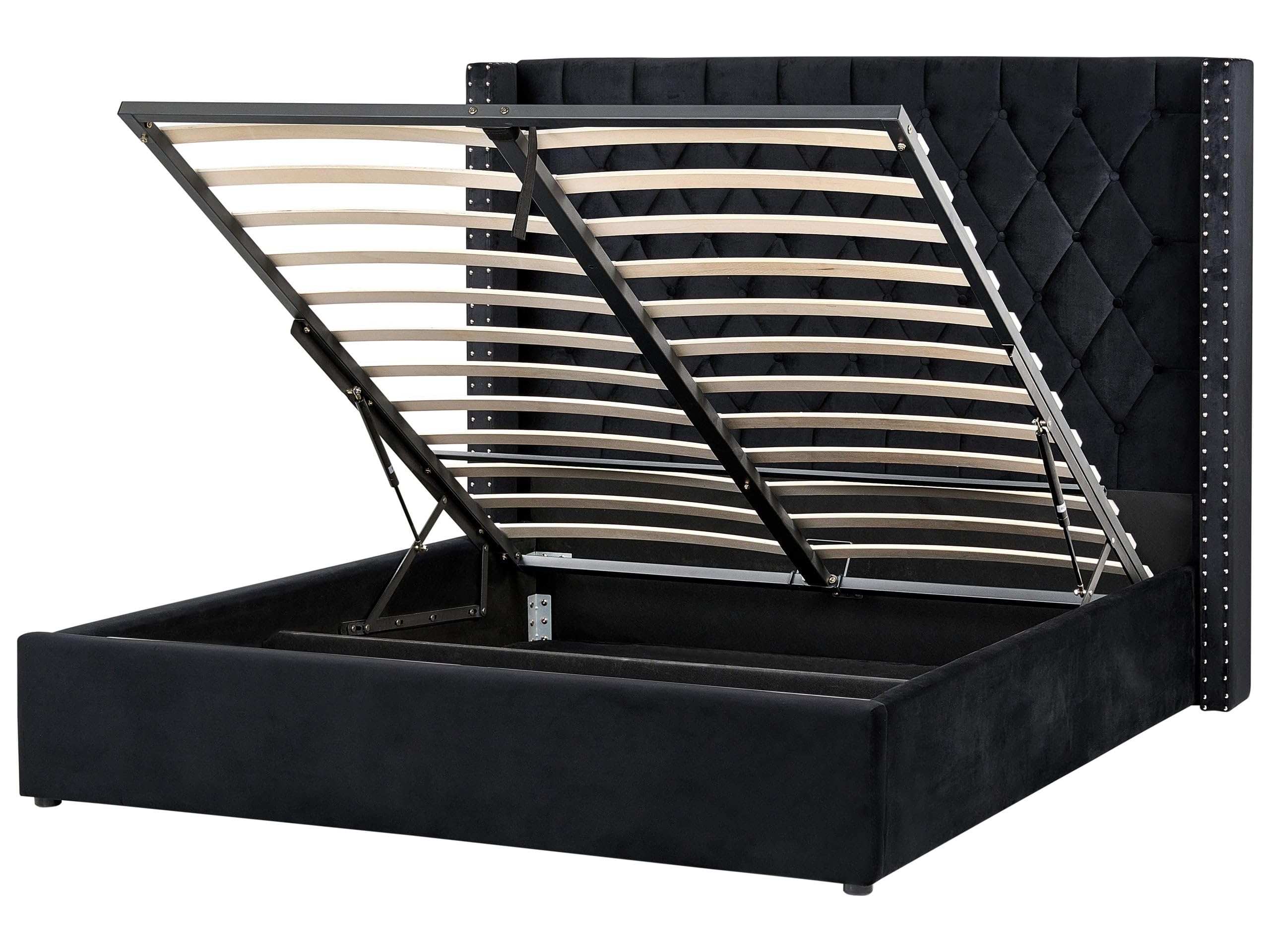 beliani-lubbon-polsterbett-160x200-schwarz-samt-mit-bettkasten image 1