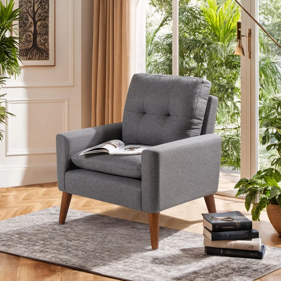 homall-accent-chair-polstersessel-grau-2er-set-leinen image 1