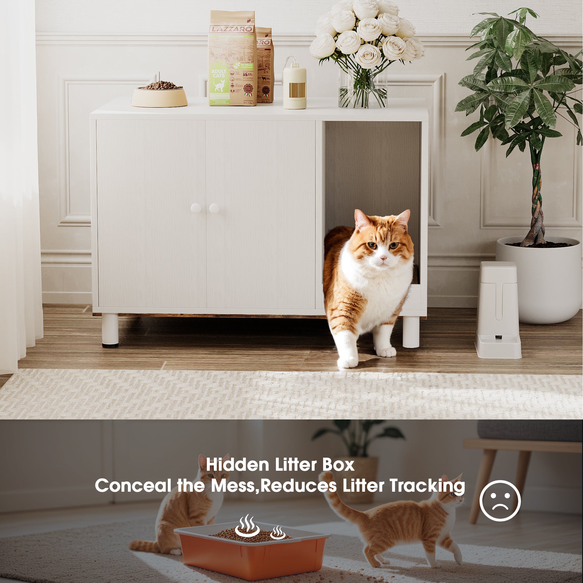 homall-shelf-katzenschrank-katzenklo-m-bel-wei-mit-matte image 2