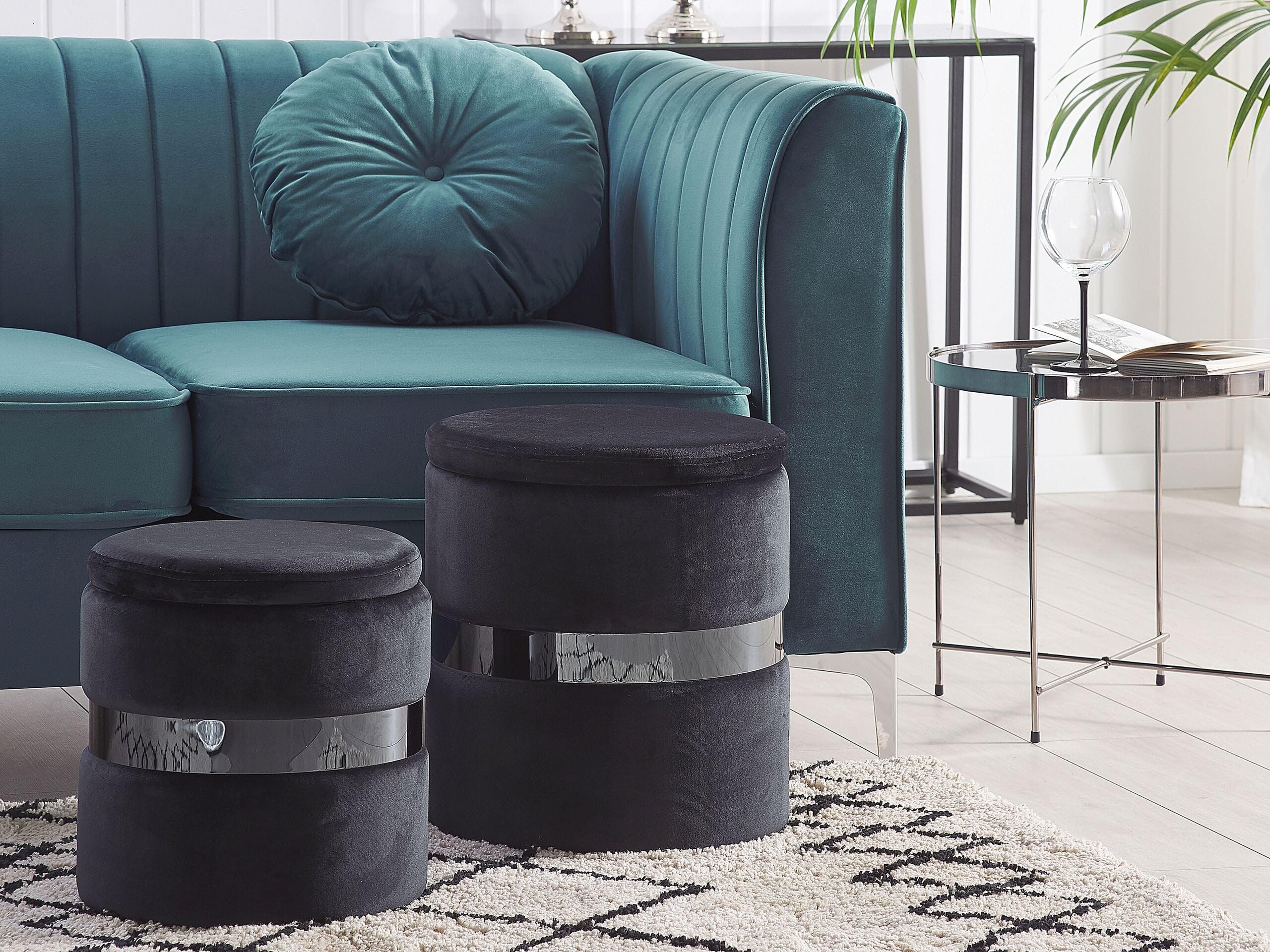 beliani-doris-pouf-samt-schwarz-2er-set-mit-stauraum image 2