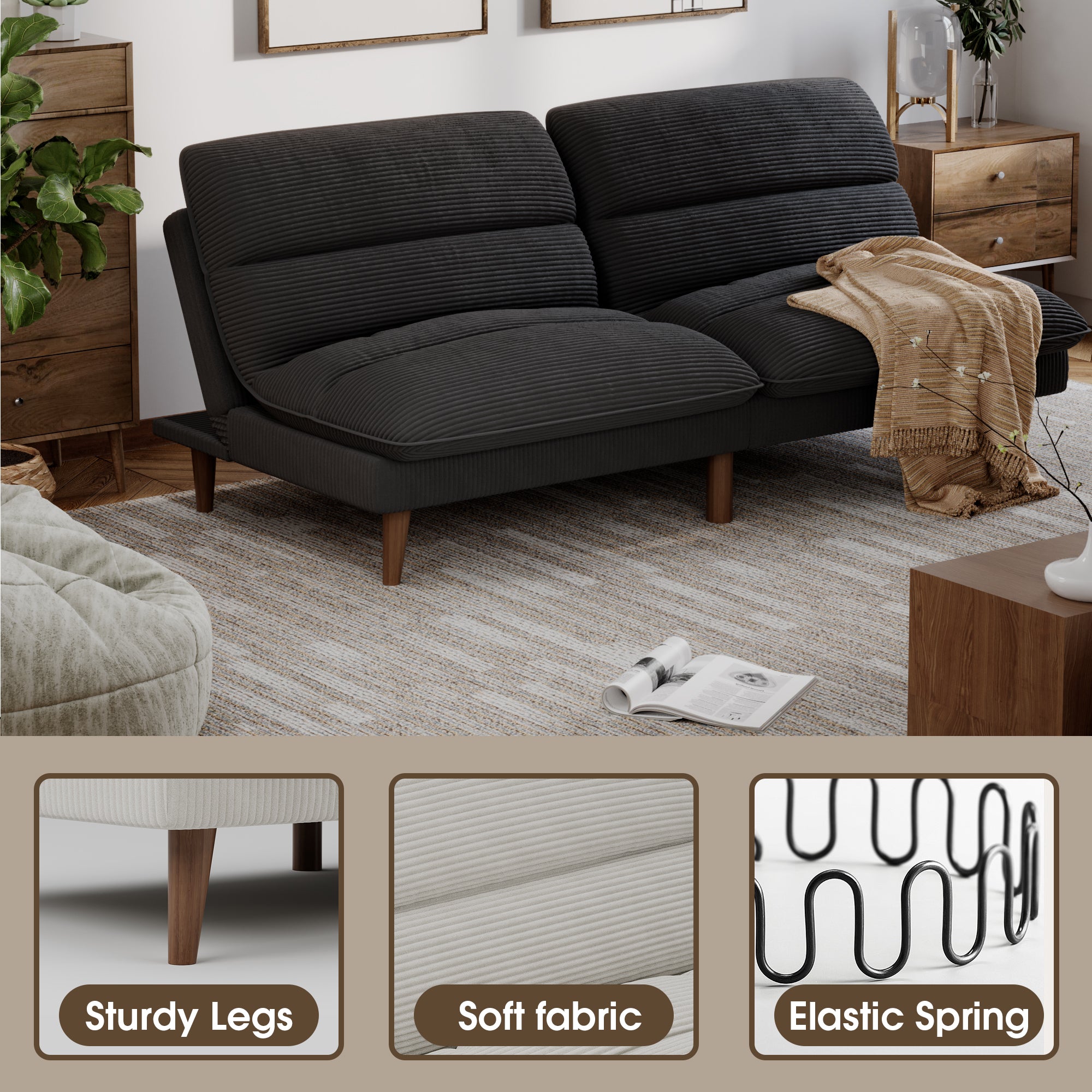 homall-sofa-2-sitzer-cord-gr-n-schlafsofa-verstellbar image 4