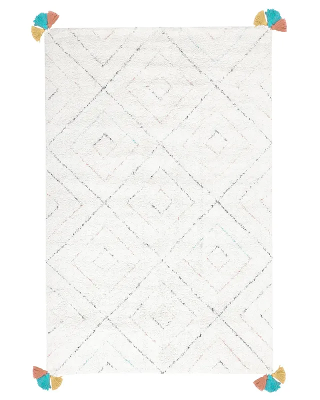 beliani-kartal-baumwollteppich-140x200-wei-fransen image 1