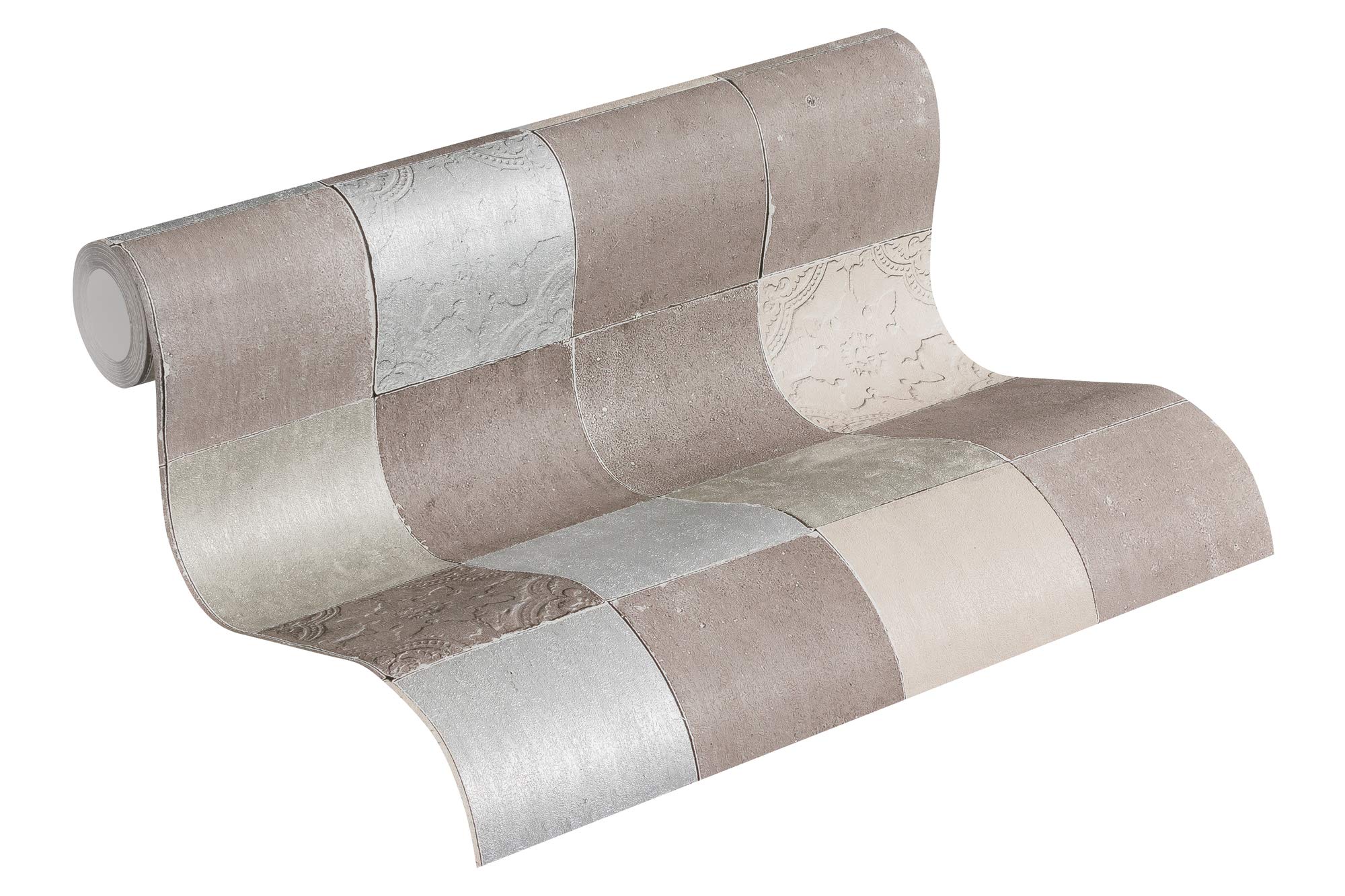 a-s-cr-ation-new-walls-37406-3-vliestapete-fliesen-grau-creme image 1