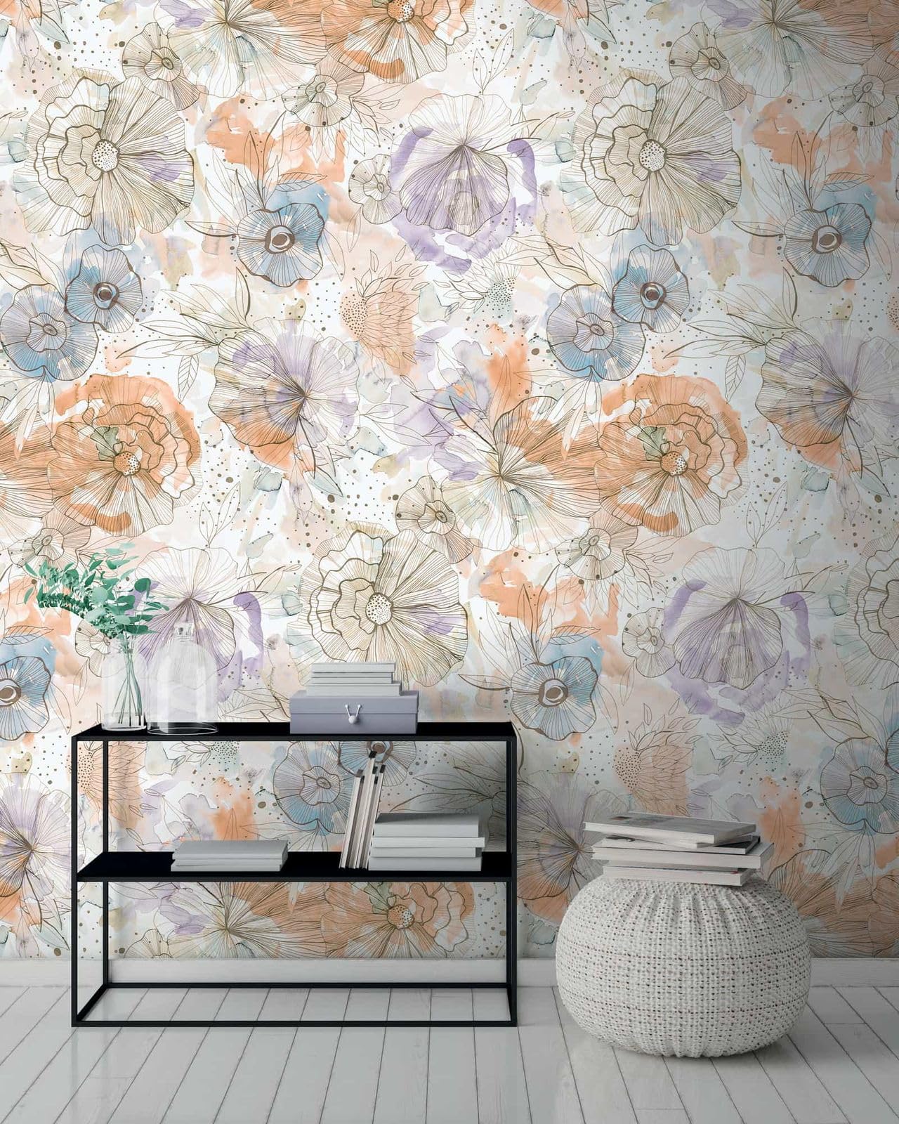 livingwalls-fototapeten-blumen-fototapete-beige-orange-1-59x2-8m image 1