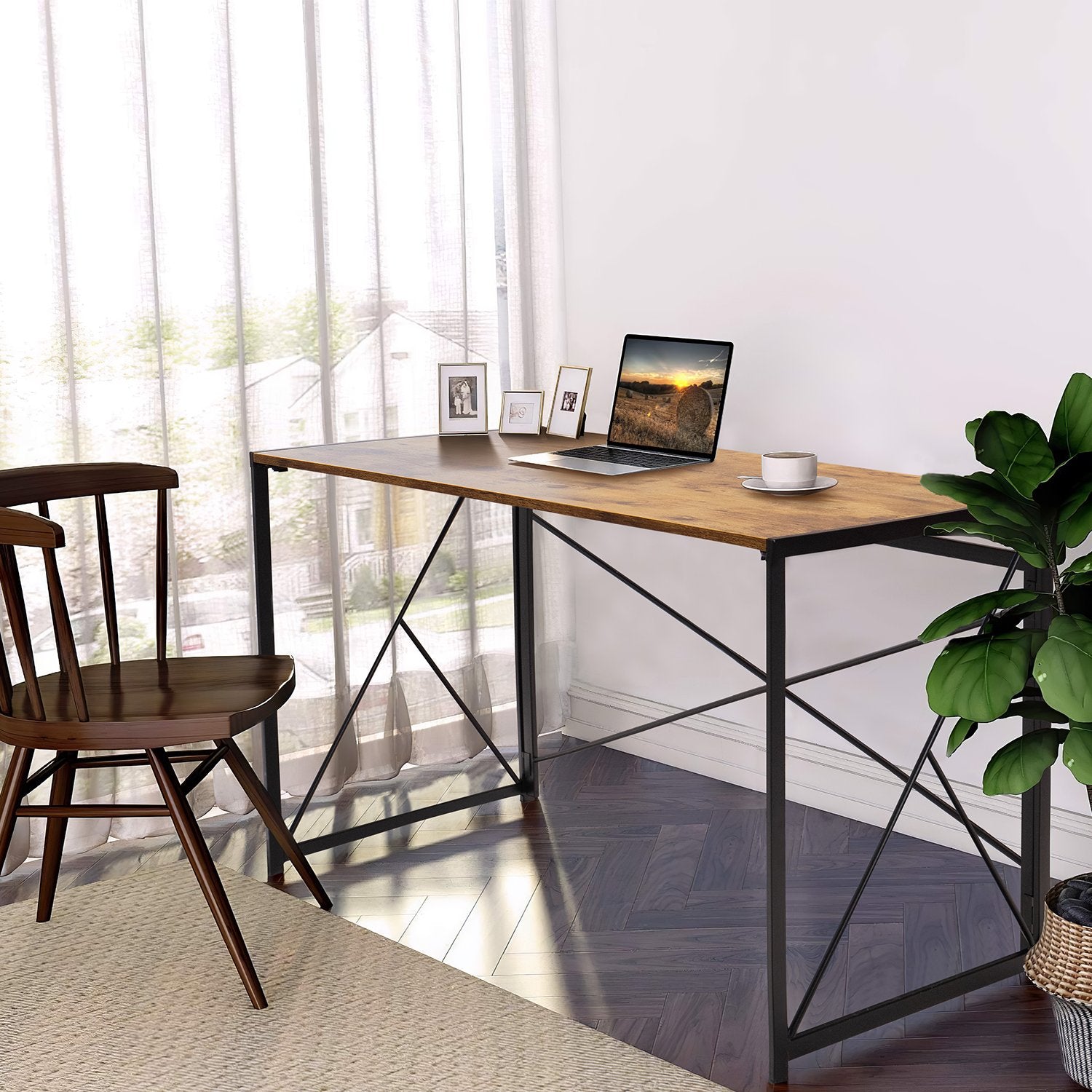 homall-office-desk-klappbarer-schreibtisch-100-cm-braun image 2