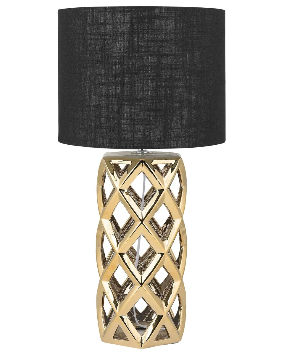 beliani-sejla-tischlampe-keramik-gold-schirm-schwarz-71-cm image 1