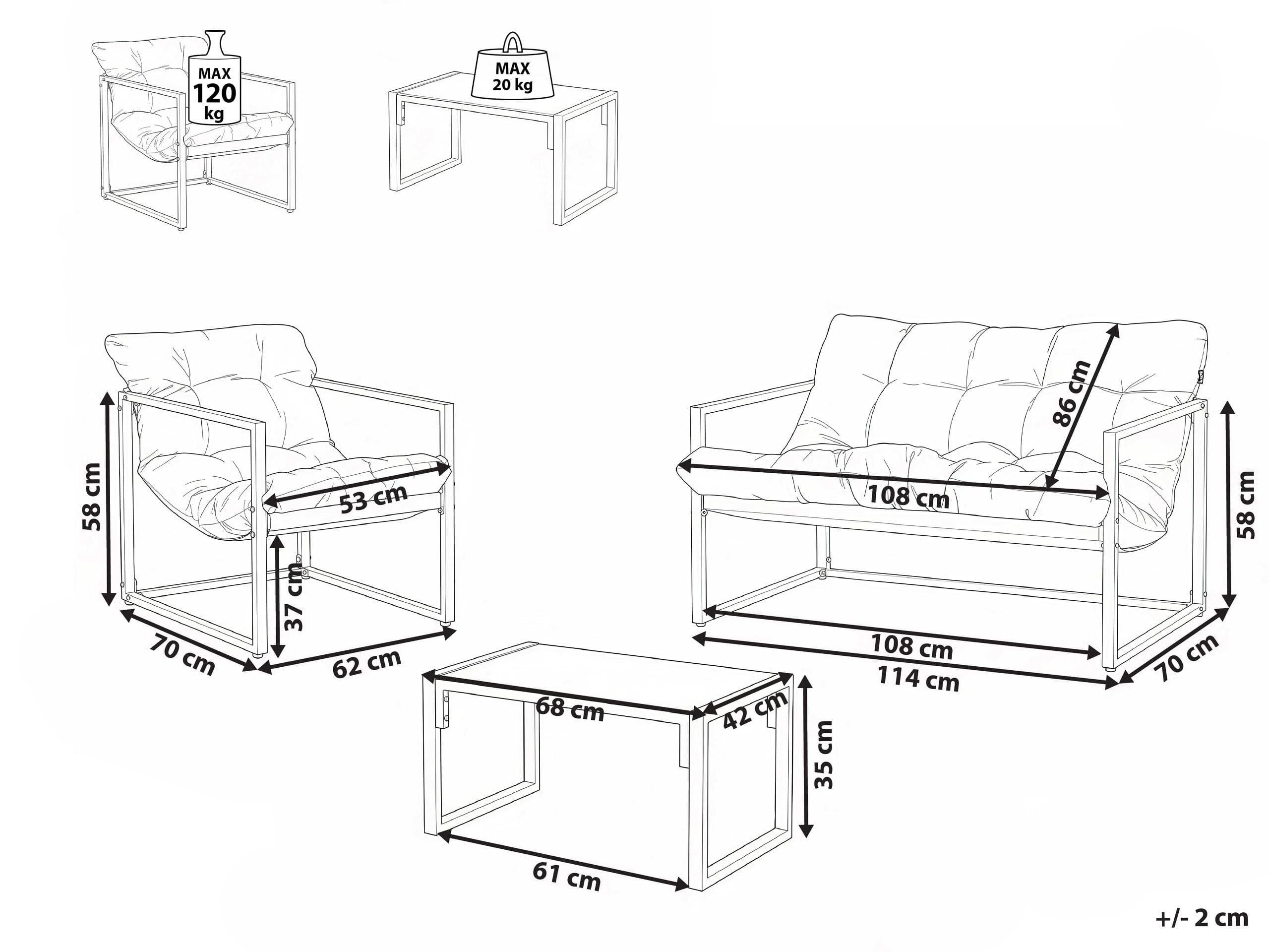 beliani-garda-gartenlounge-4-sitzer-stahl-gr-n-wei-mit-tisch image 3