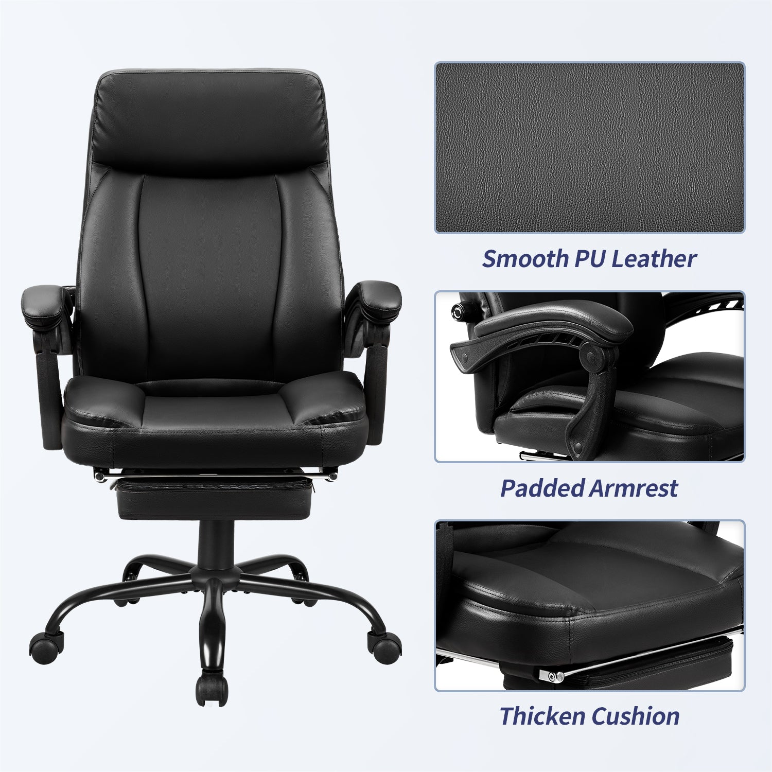 homall-office-leather-chair-b-rostuhl-schwarz-mit-fu-st-tze image 4