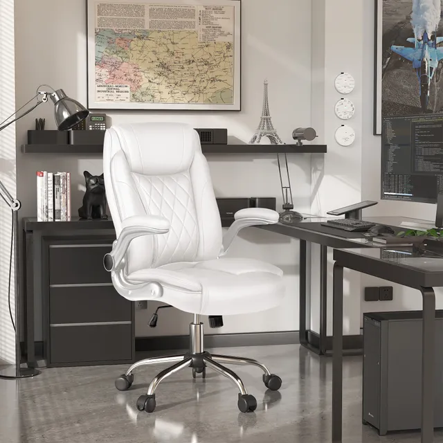 homall-office-leather-chair-chefsessel-schwarz-kunstleder-hoch image 1