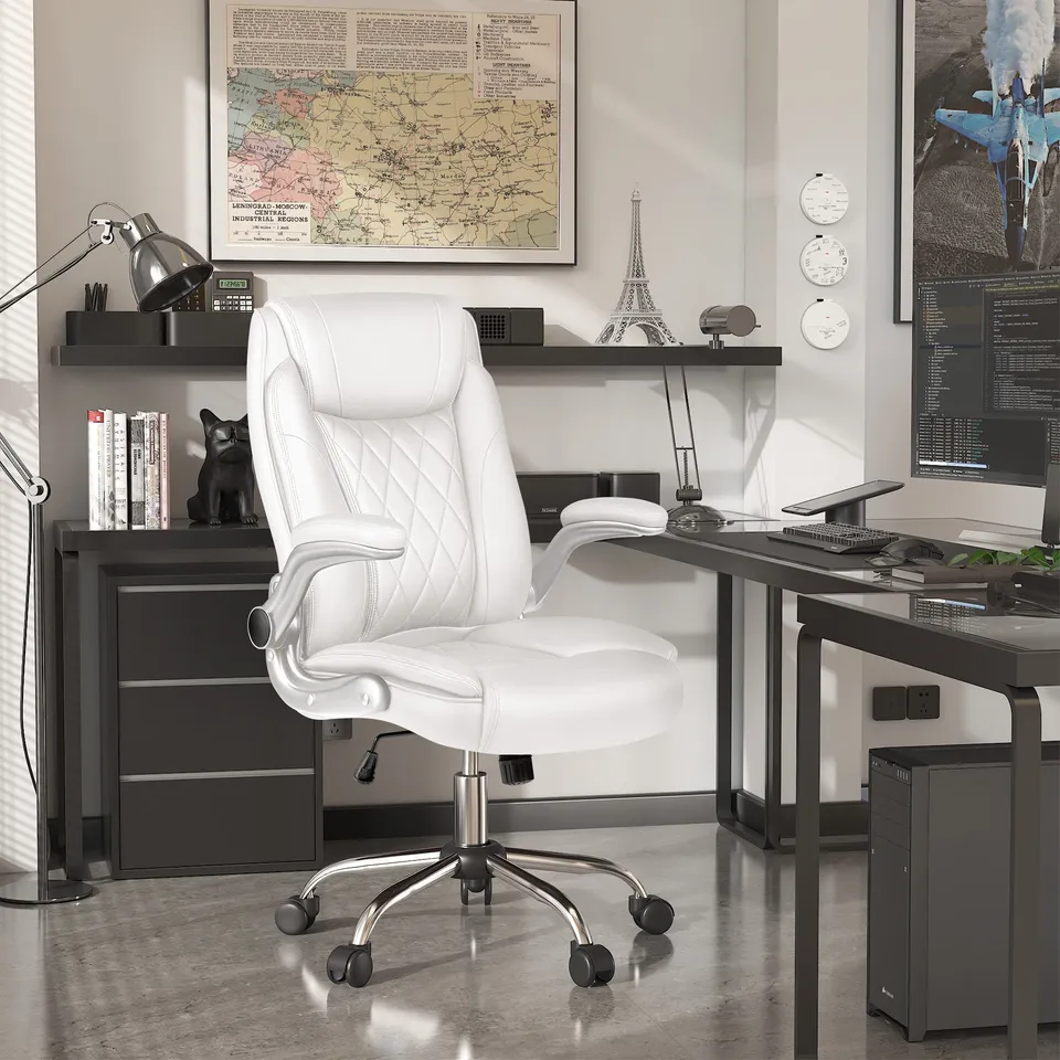 homall-office-leather-chair-chefsessel-schwarz-kunstleder-hoch image 1