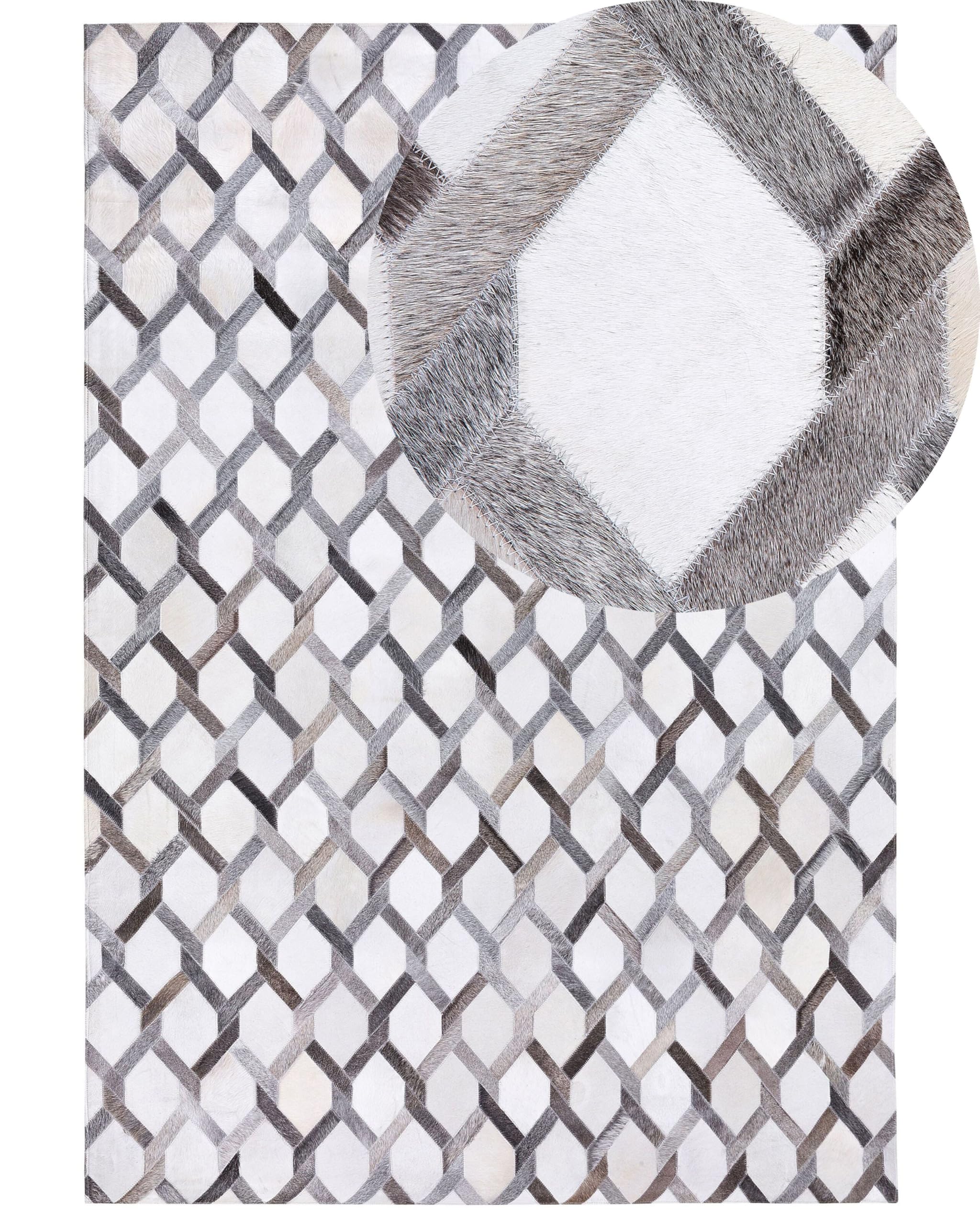 beliani-aydin-teppich-140x200-grau-rautenmuster image 1