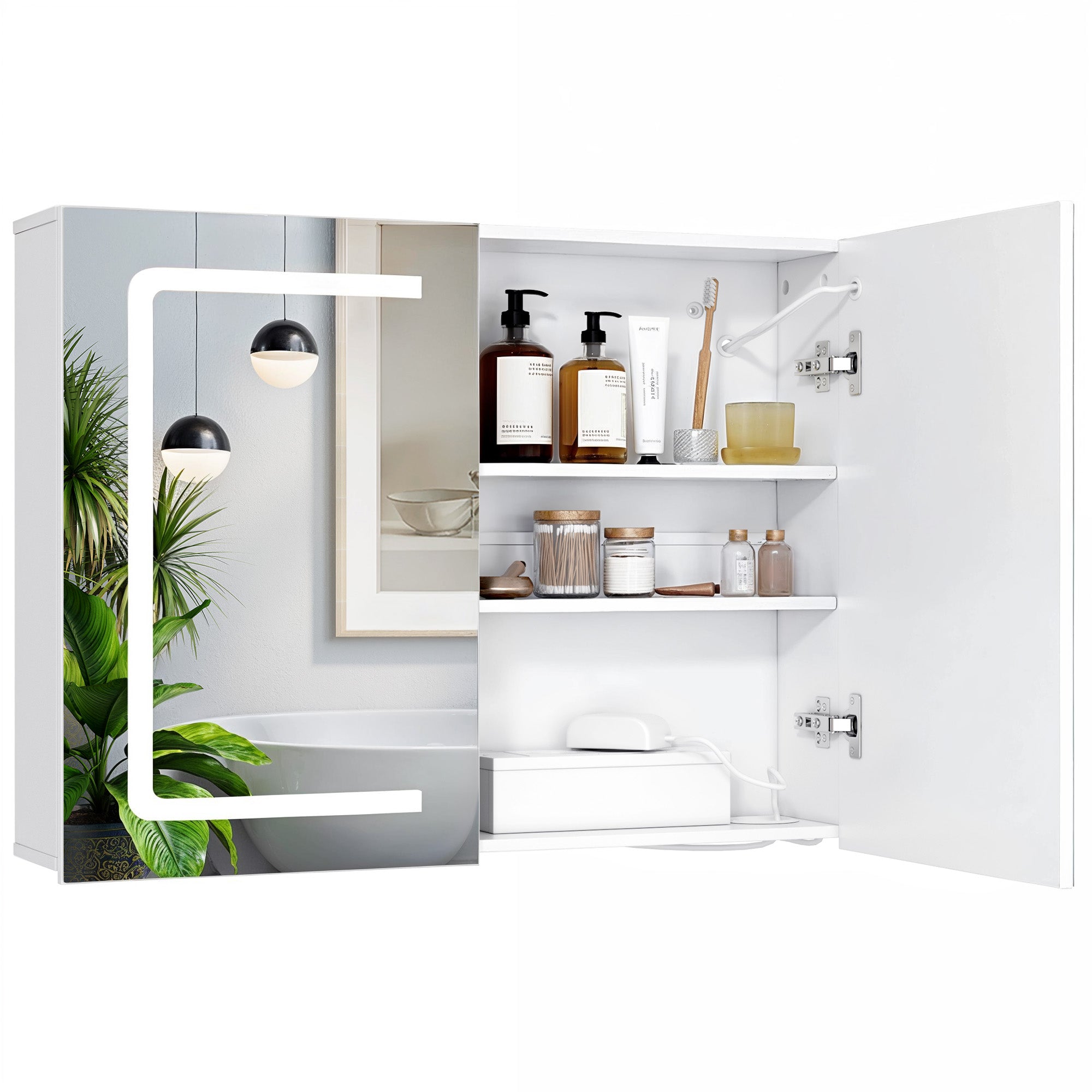 bealife-ap85-spiegelschrank-80-cm-wei-mit-led-3-lichtfarben image 1