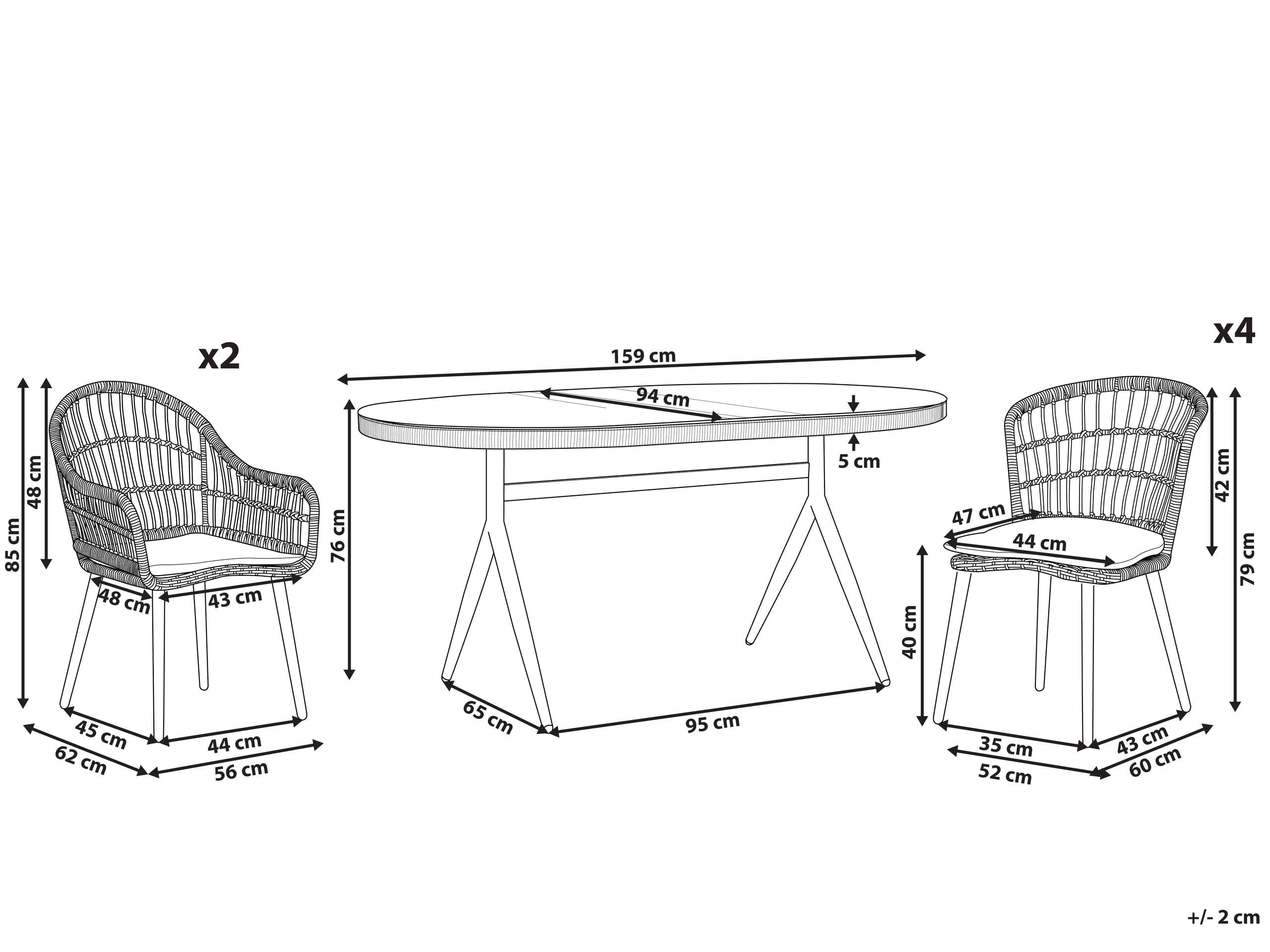 beliani-aliano-ii-gartentisch-set-rattan-6-sitzer-beige-schwarz image 3