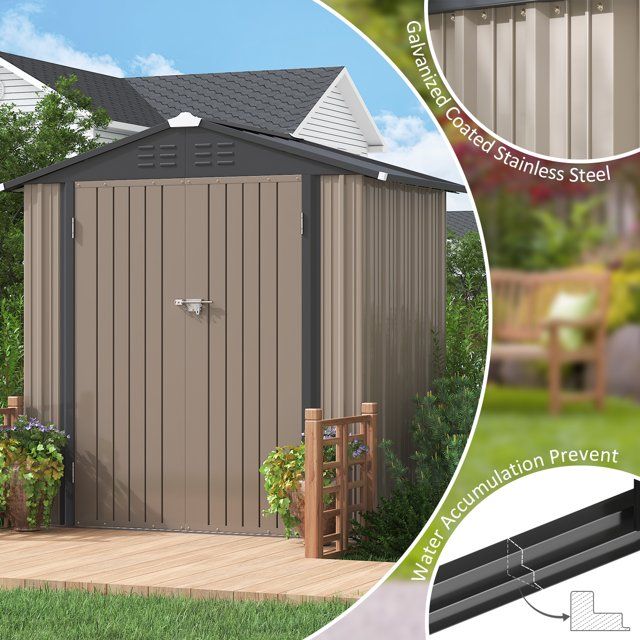homall-metal-shed-ger-tehaus-metall-braun-6x8 image 6