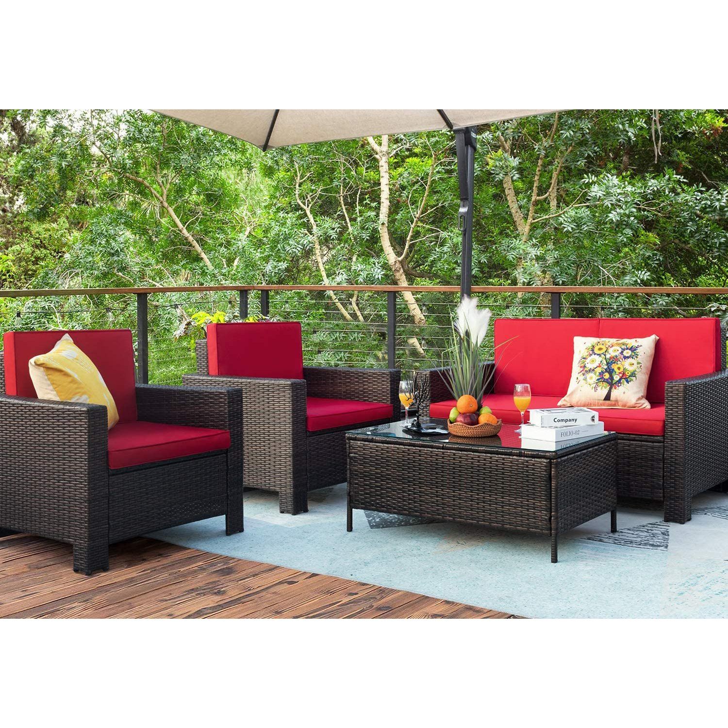homall-sitzgruppe-rattan-4-teilig-garten-lounge-beige image 8